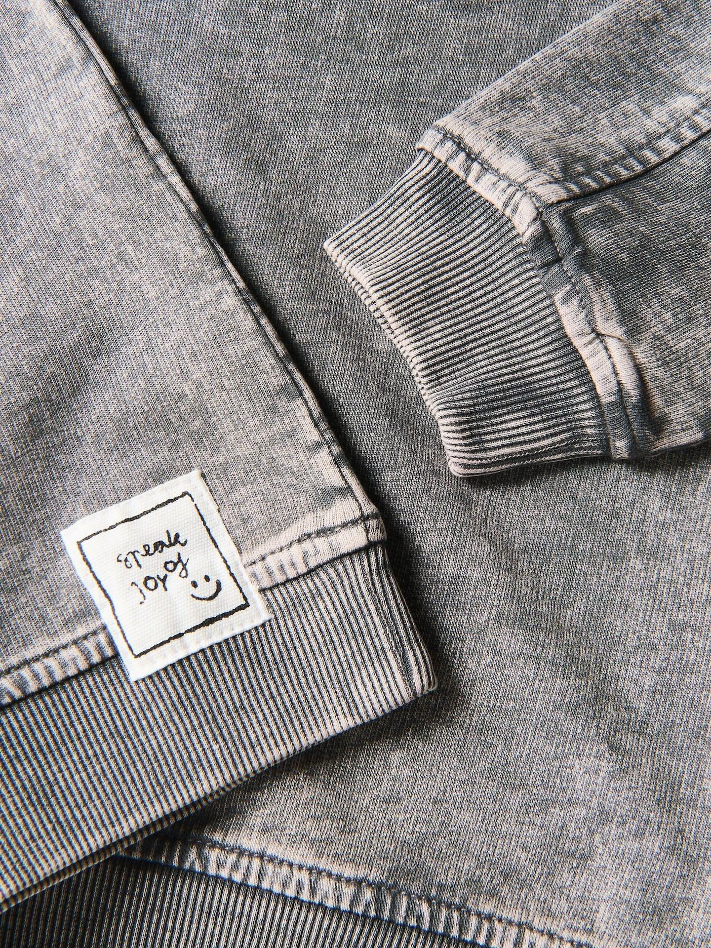 Grey Long Sleeve Top With Acid Wash Effect, Grey, large image number 1