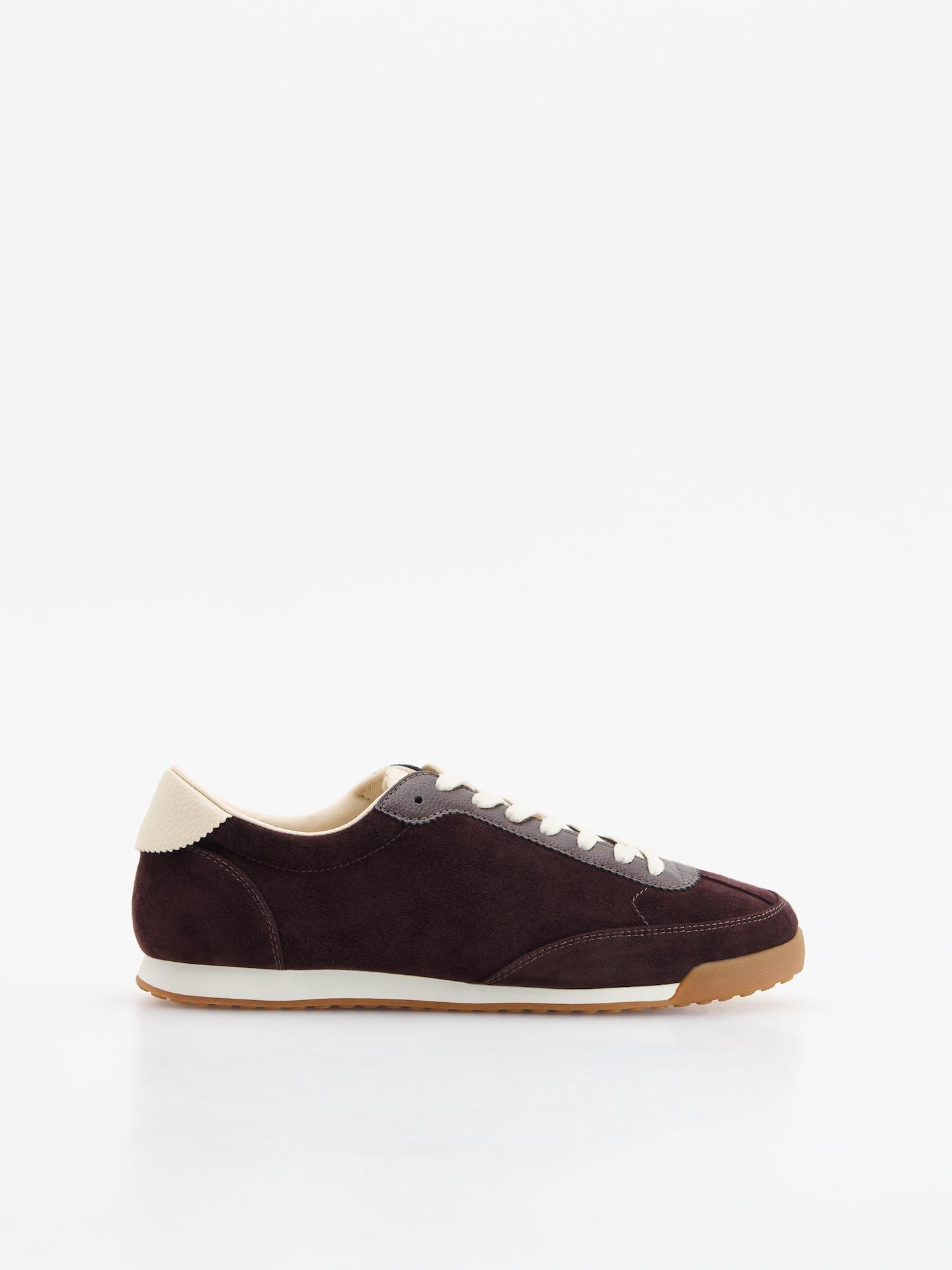 Brown Combined Materials Sneakers, Brown, medium