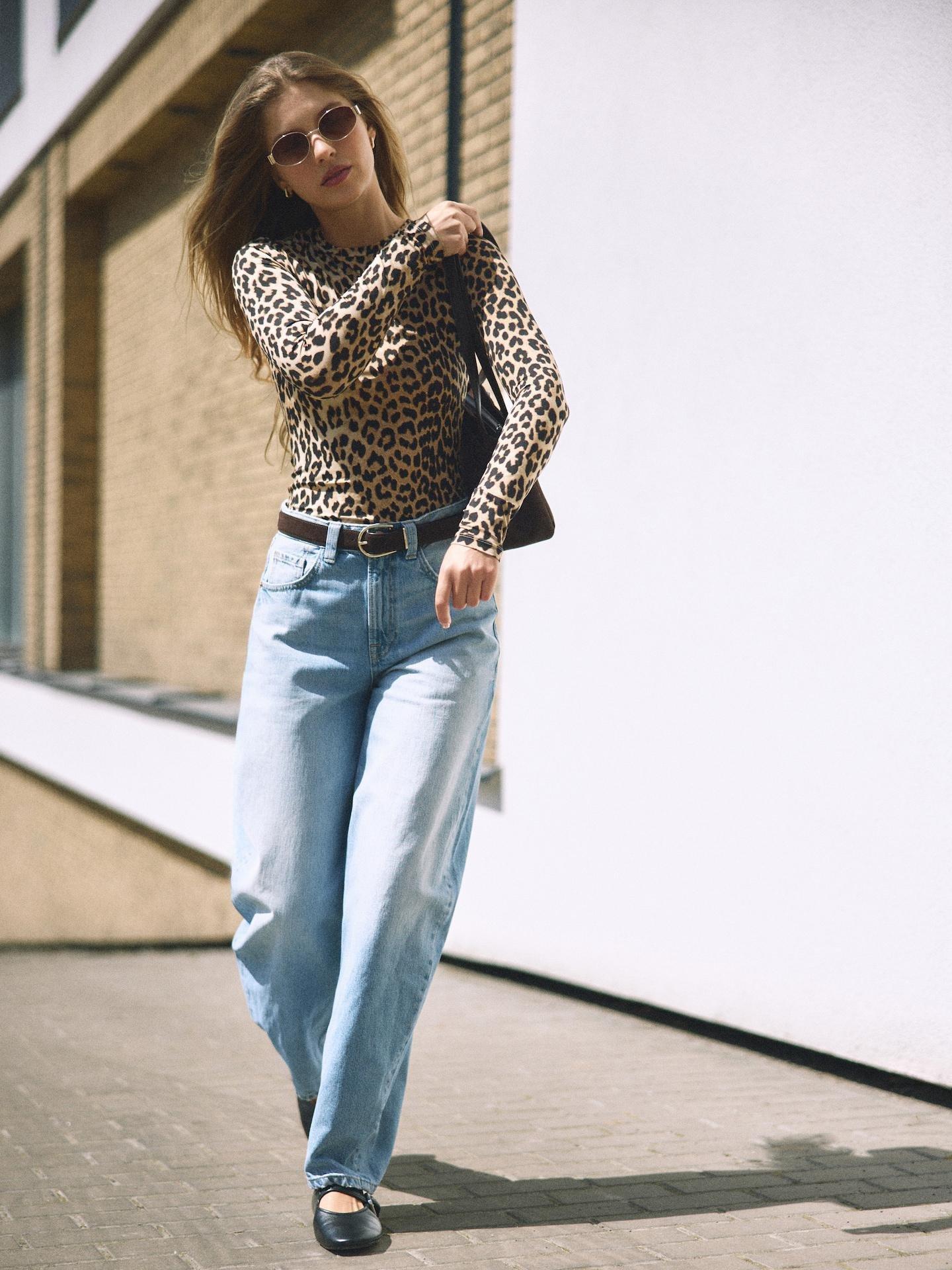 Multicolour Leopard-Print Long Sleeve Top, Multicolor, large image number 6