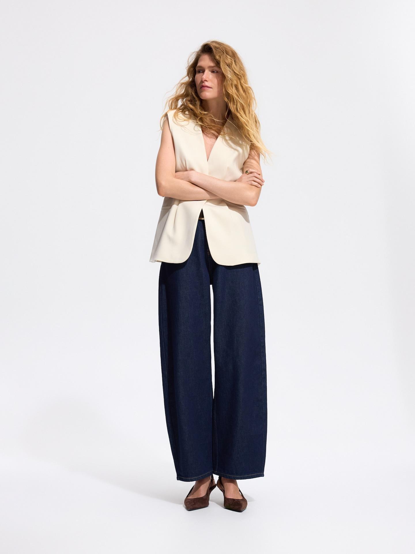 Beige Tailored Vest, Beige, medium