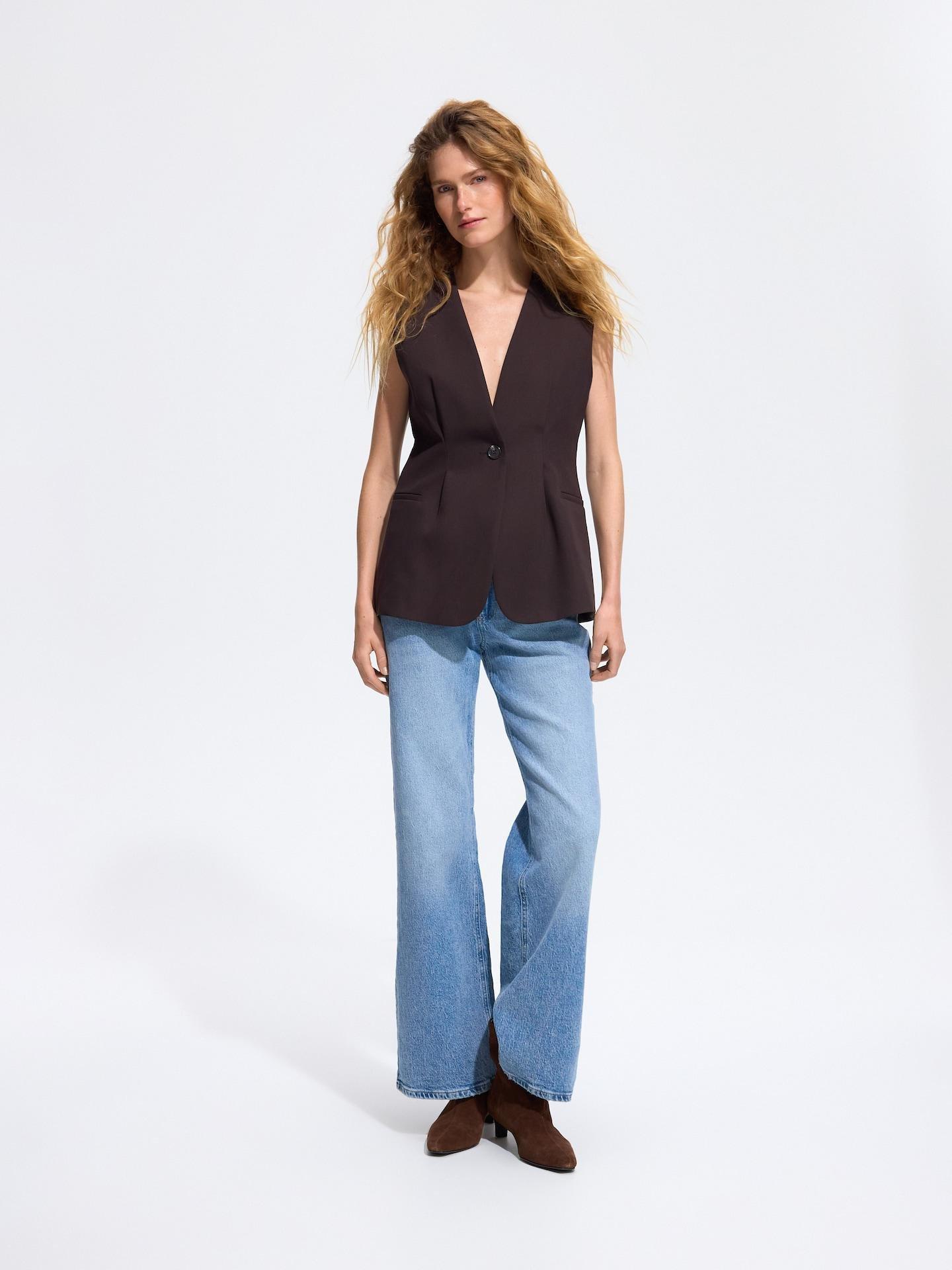 Brown Tailored Vest, Brown, medium