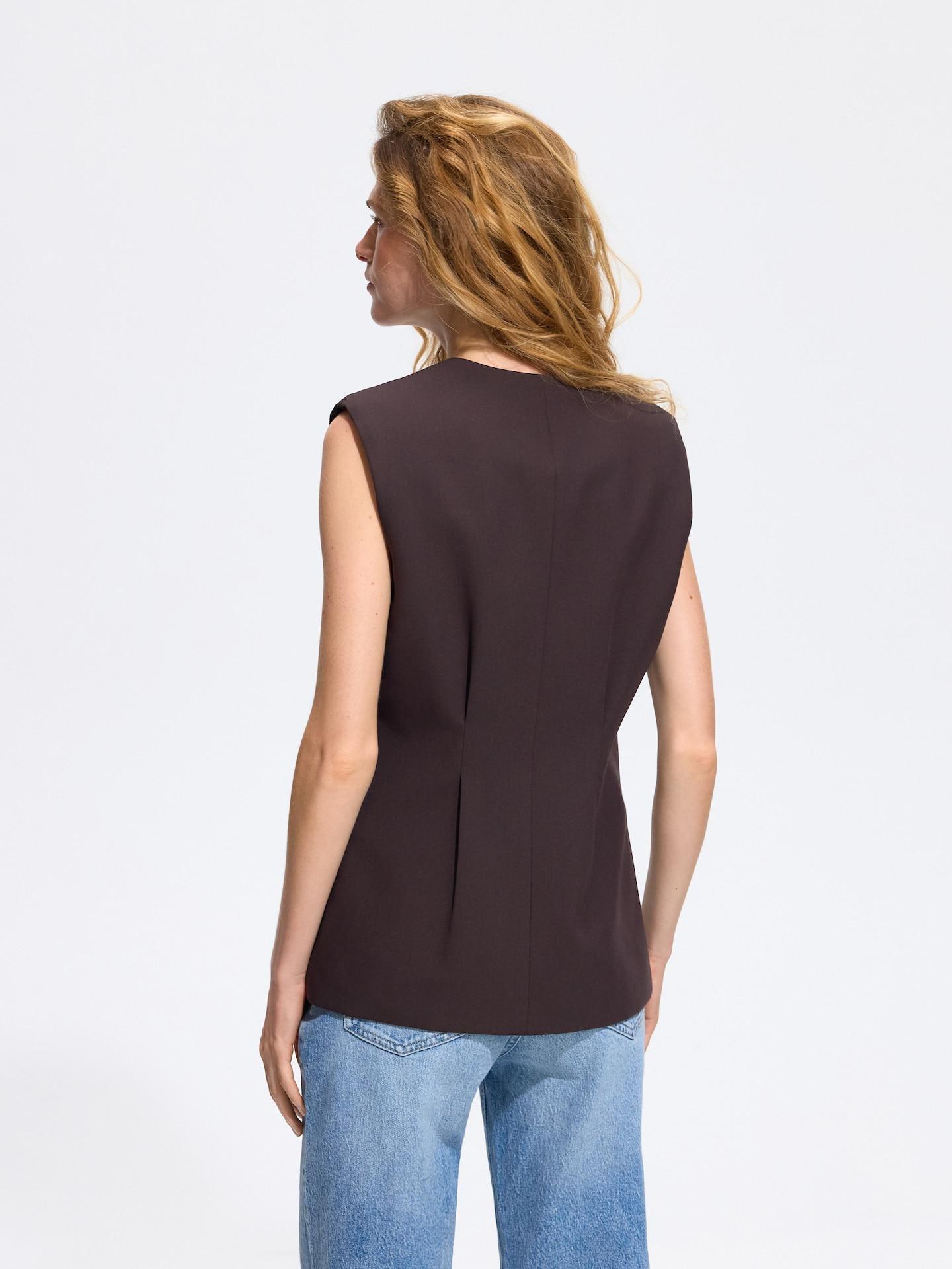 Brown Tailored Vest, Brown, medium
