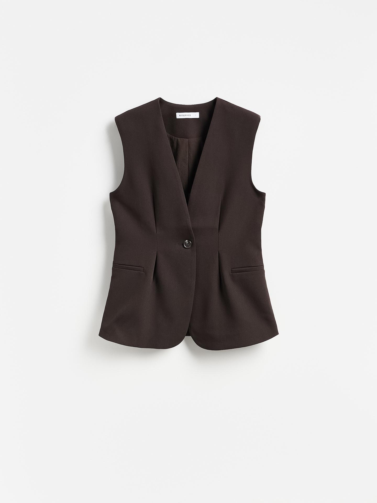 Brown Tailored Vest, Brown, large image number 3
