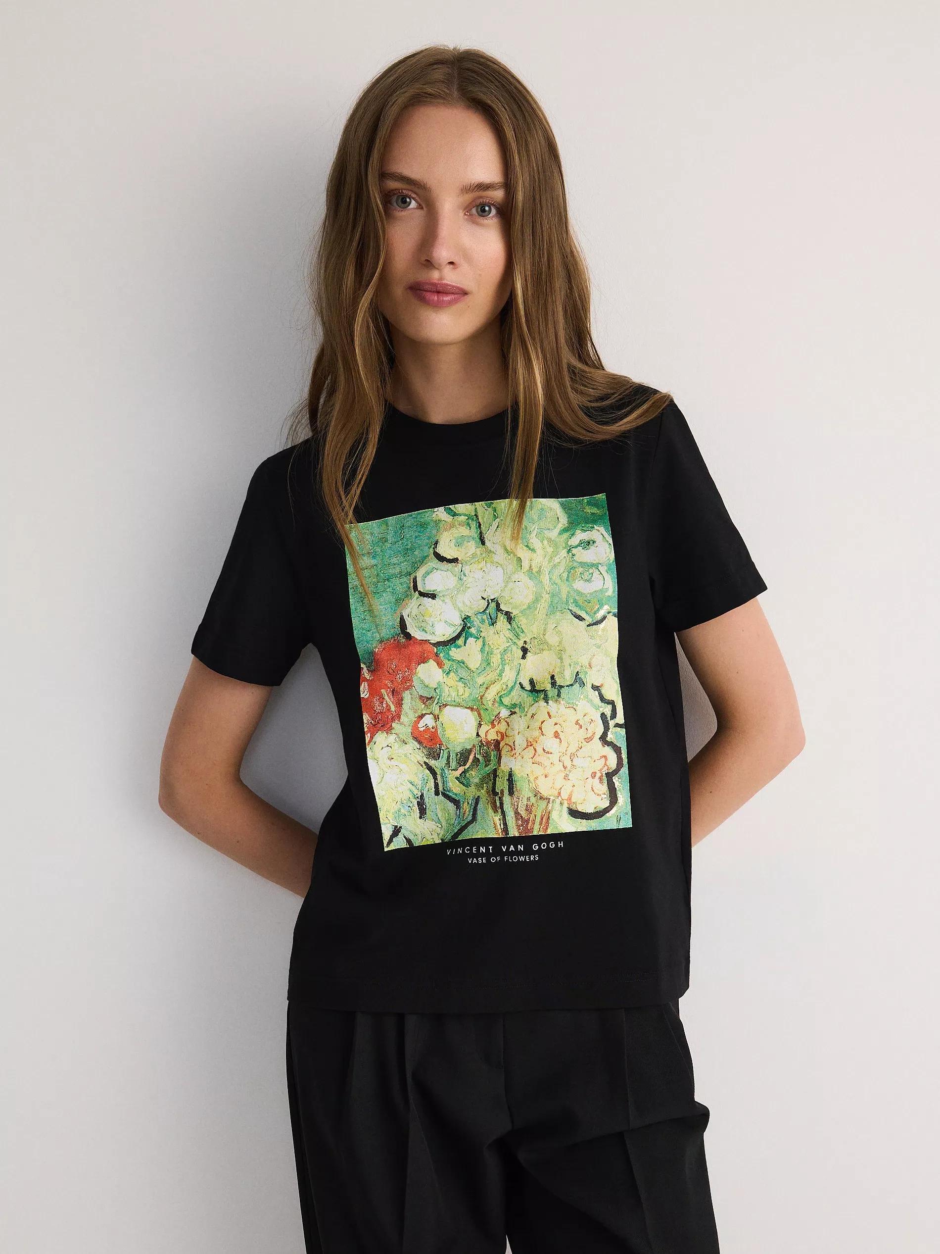 Black T-Shirt With Print, Black, large image number 0