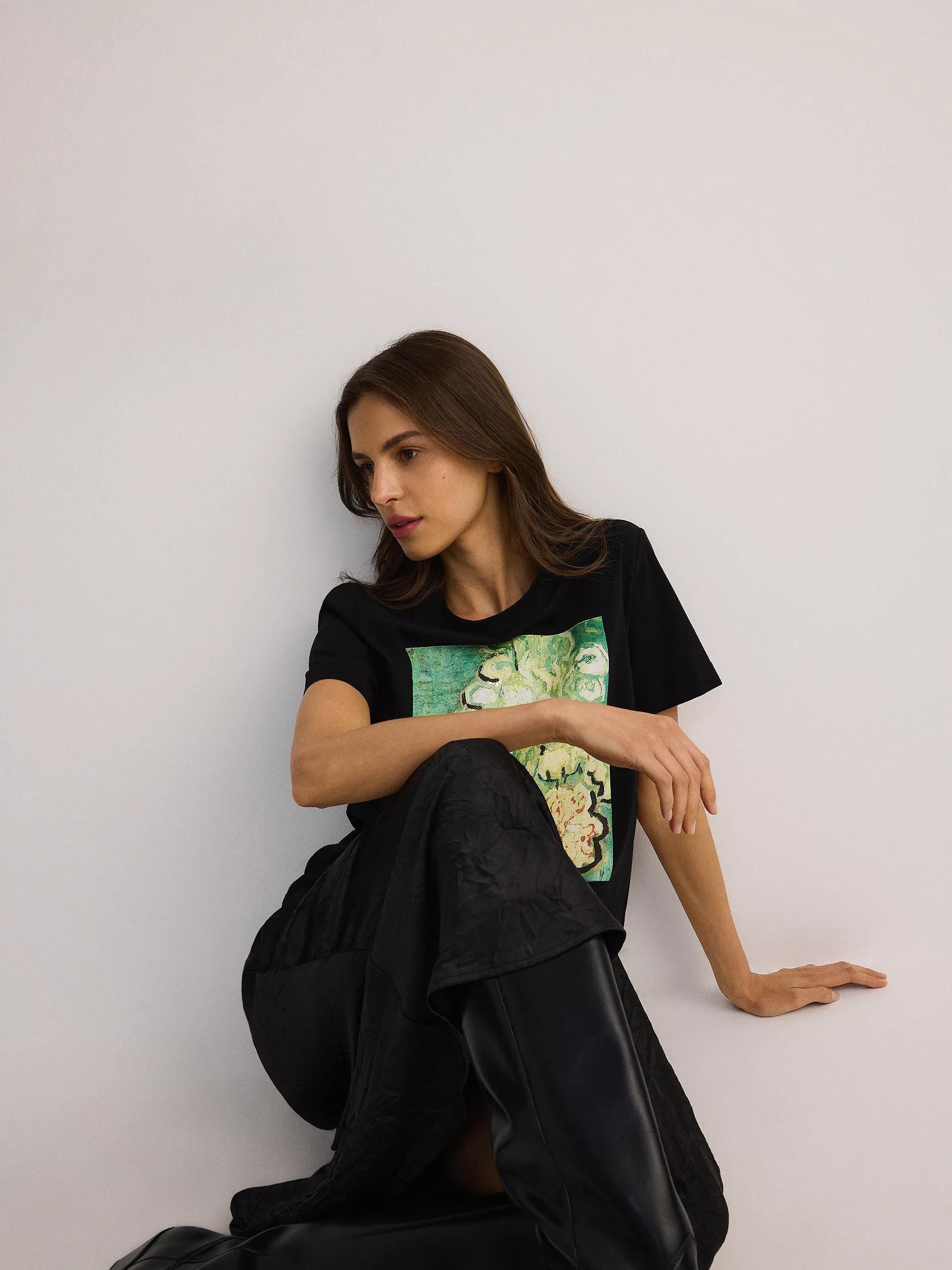 Black T-Shirt With Print, Black, large image number 8