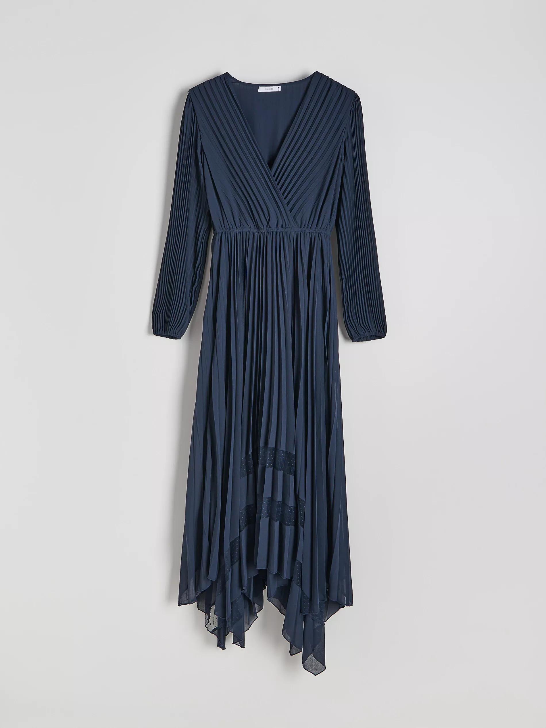 Navy Pleated Midi Dress, , large image number 5