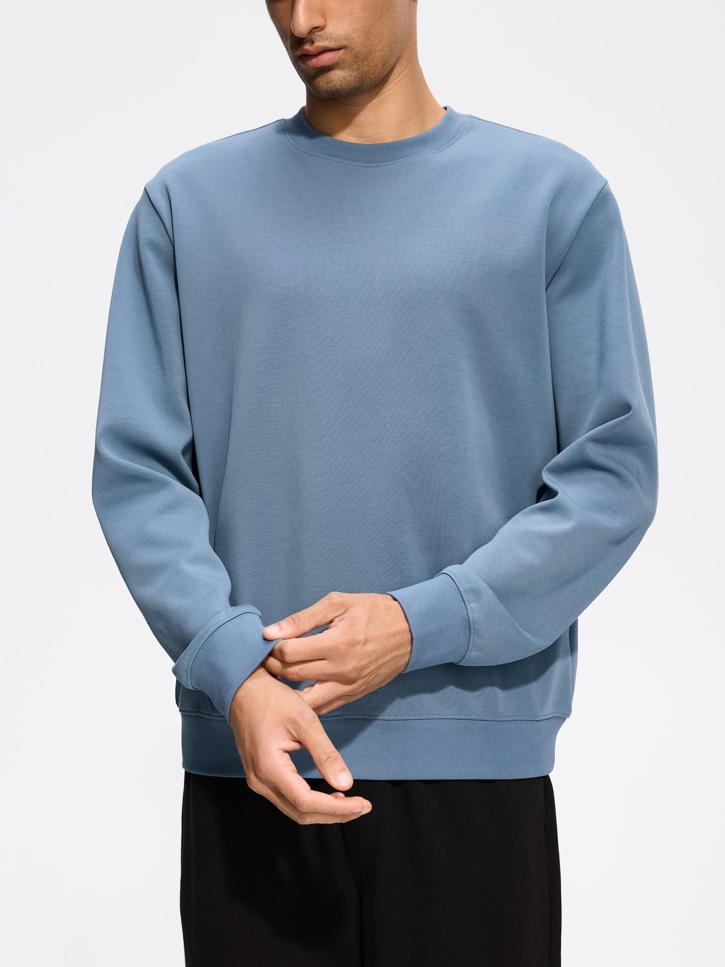 Blue Plain Cotton Rich Sweatshirt, Blue, medium