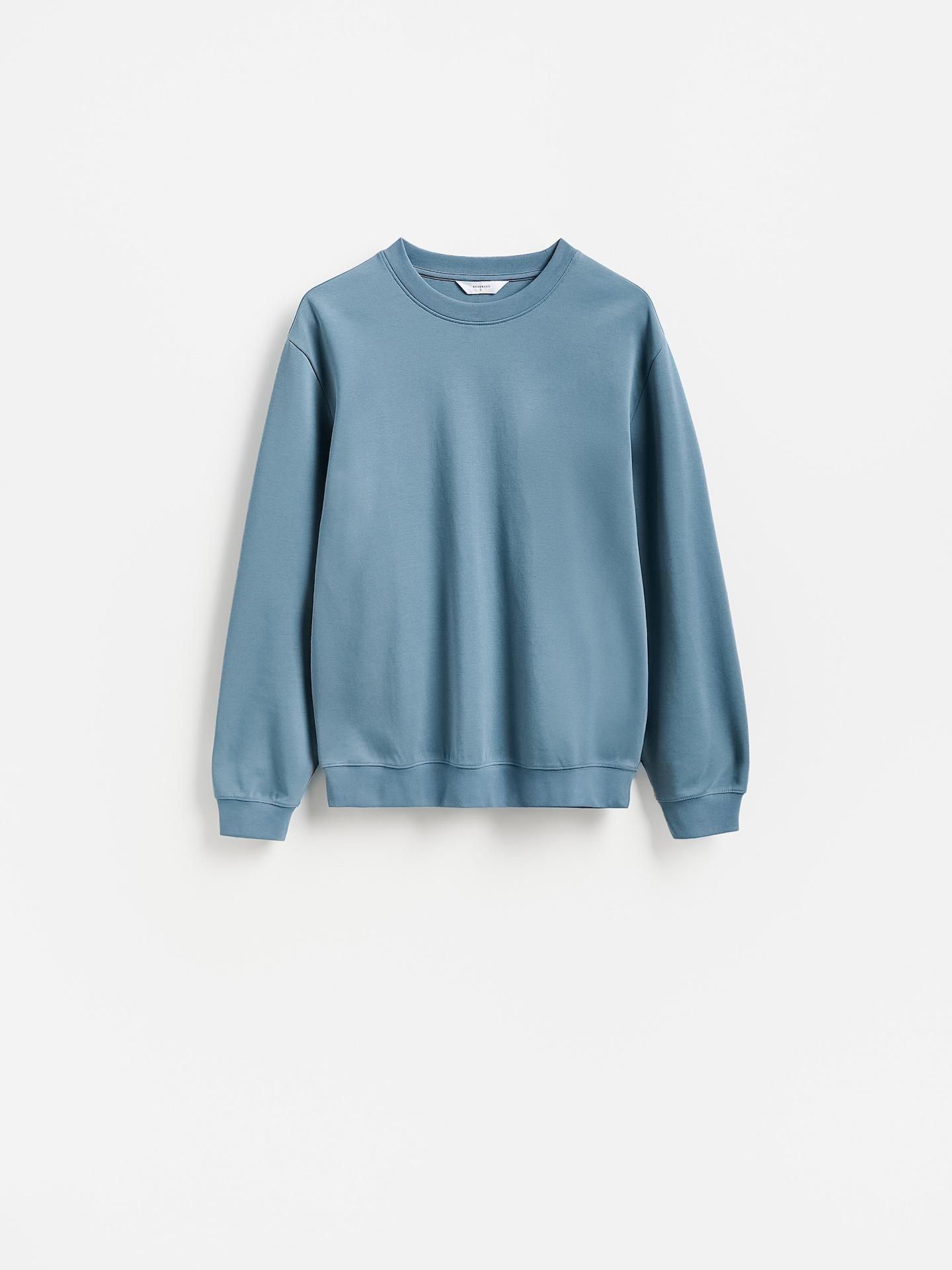 Blue Plain Cotton Rich Sweatshirt, Blue, medium