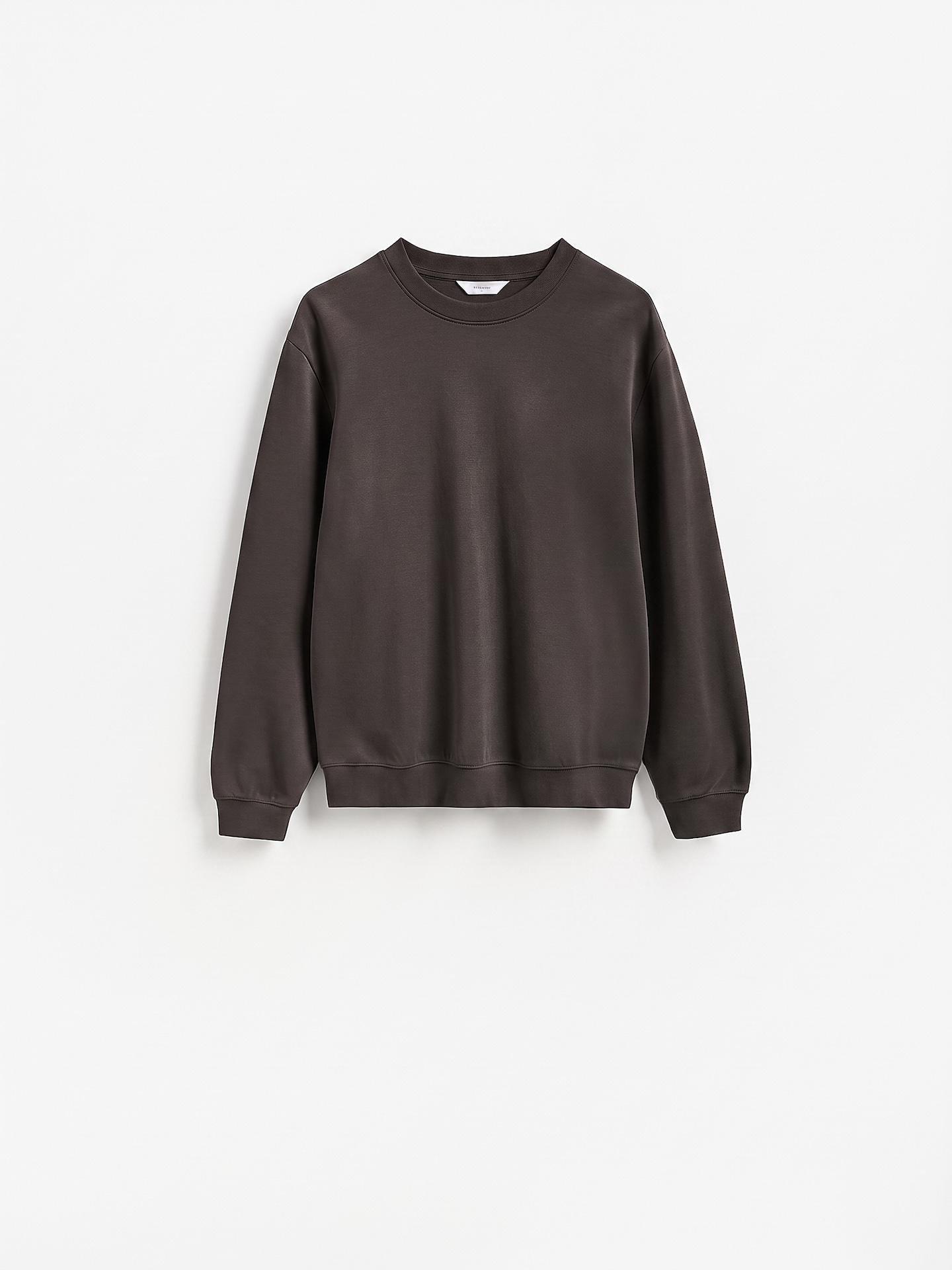 Brown Plain Cotton Rich Sweatshirt, Brown, large image number 1