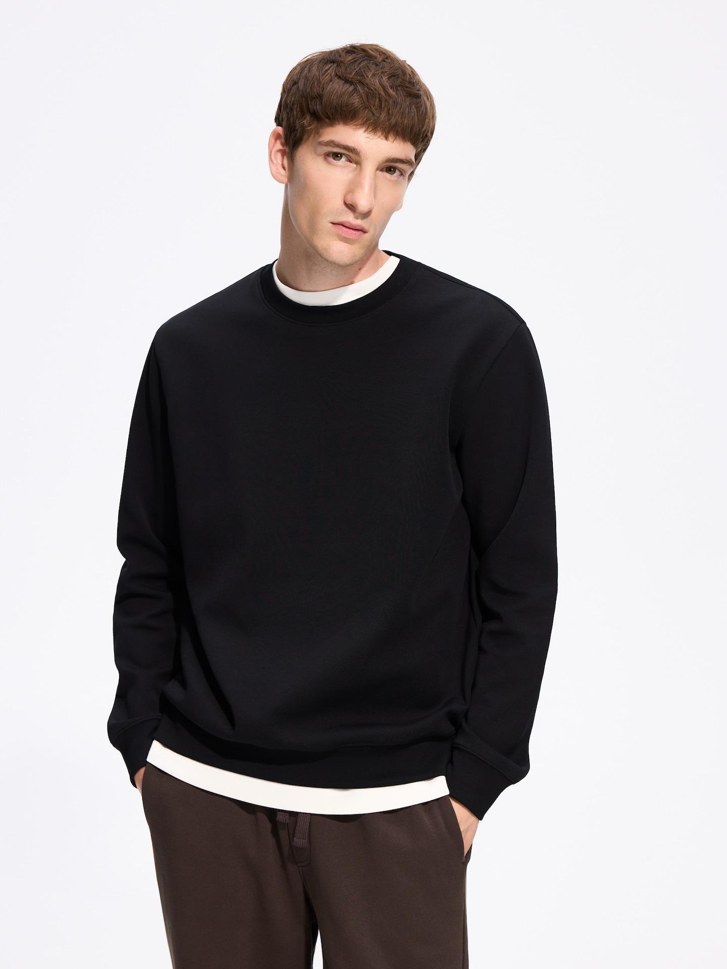 Black Plain Cotton Rich Sweatshirt, Black, medium