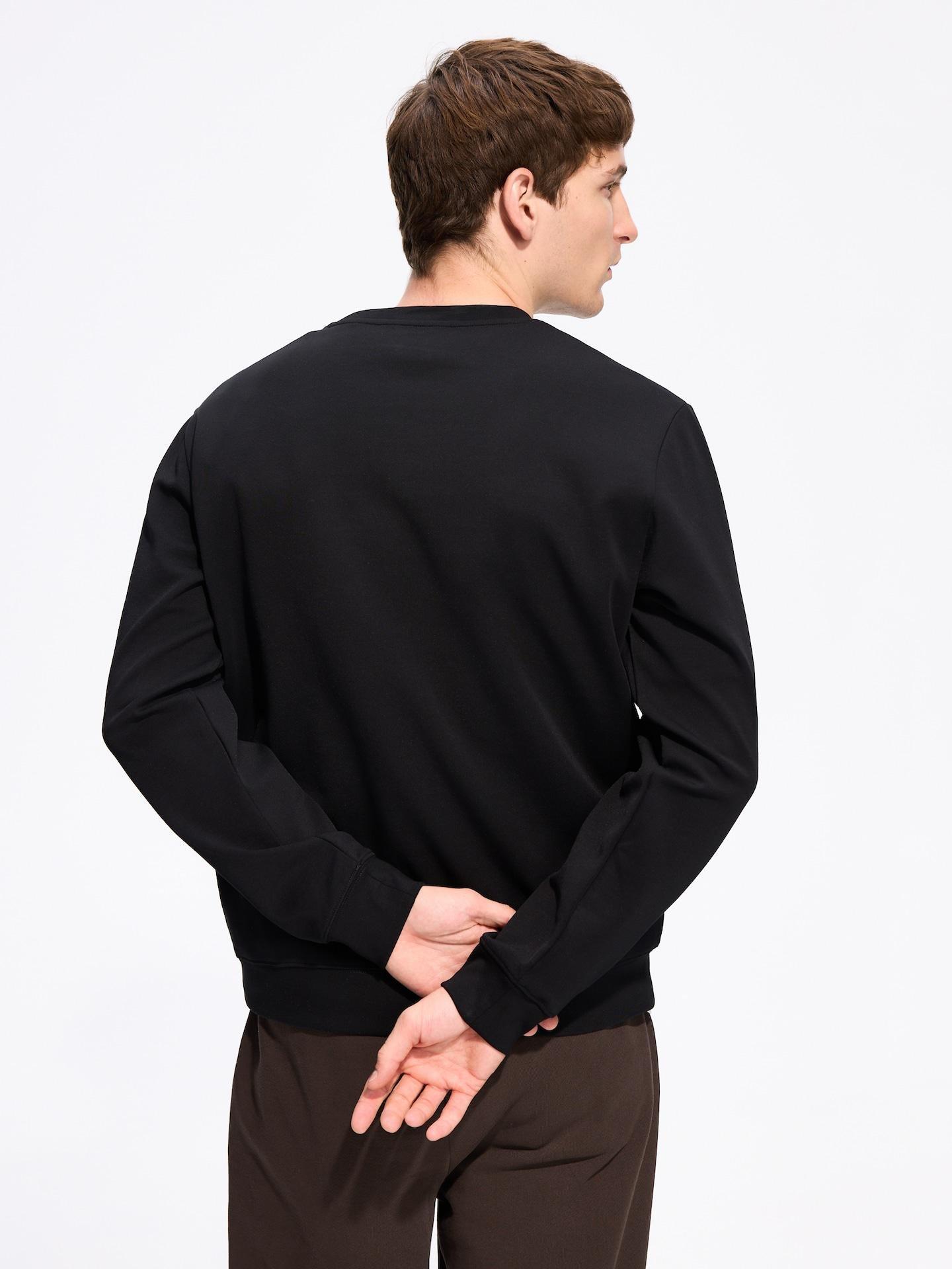 Black Plain Cotton Rich Sweatshirt, Black, large image number 2