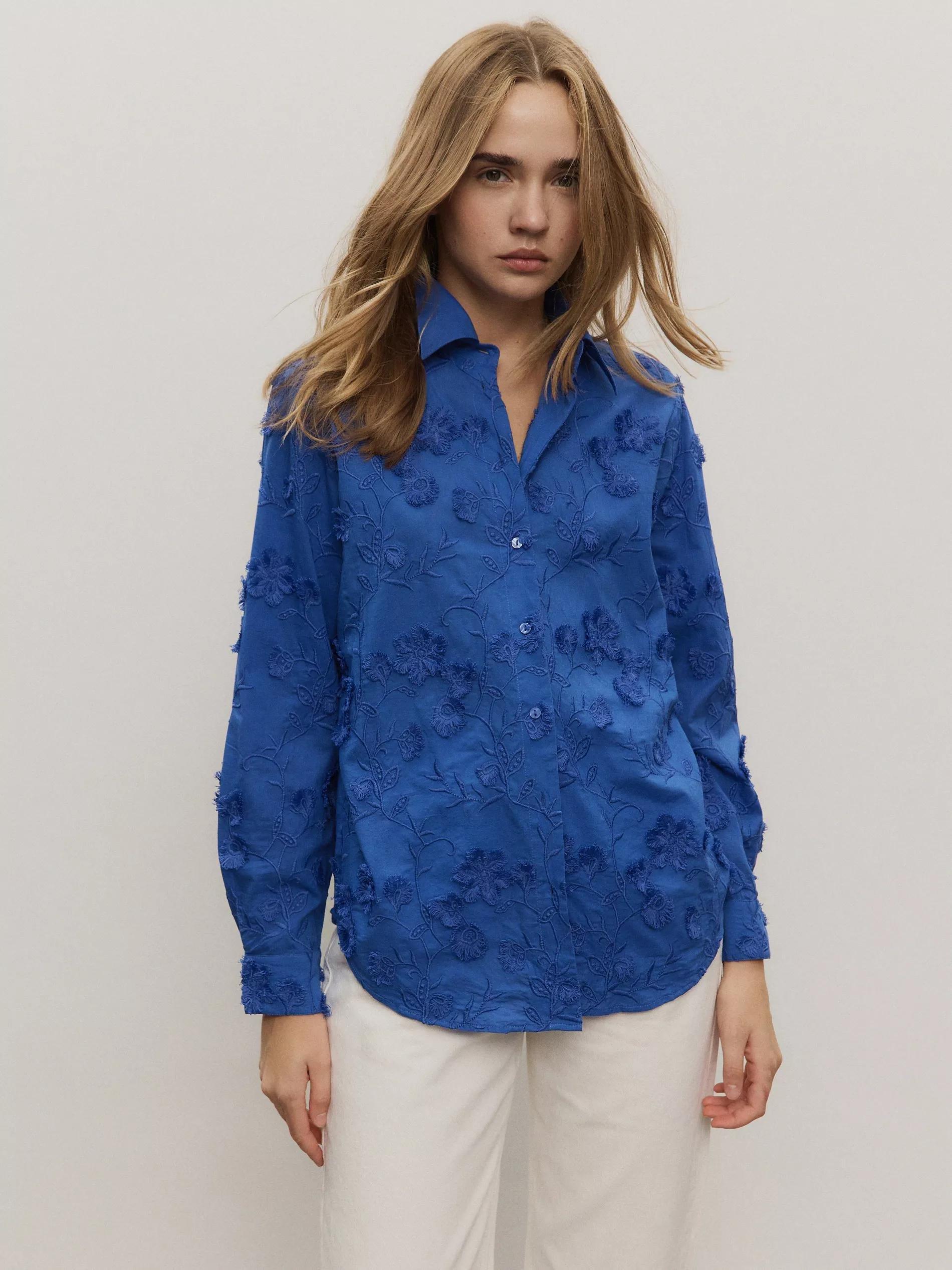 Blue Shirt With Embroidery, , large image number 2
