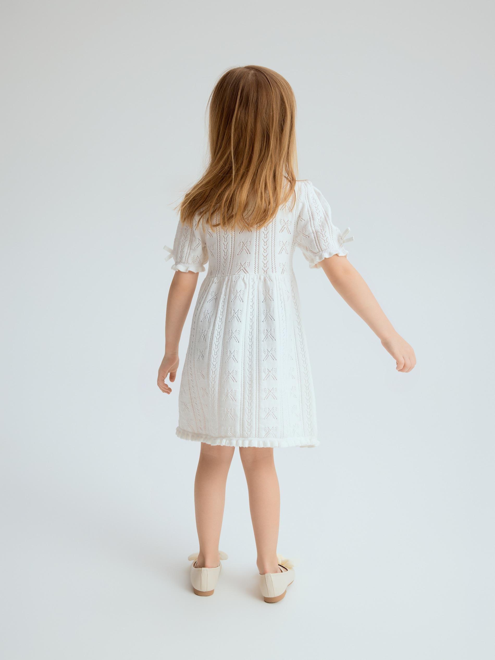 Cream Wool Blend Jersey Dress, Ivory, large image number 1