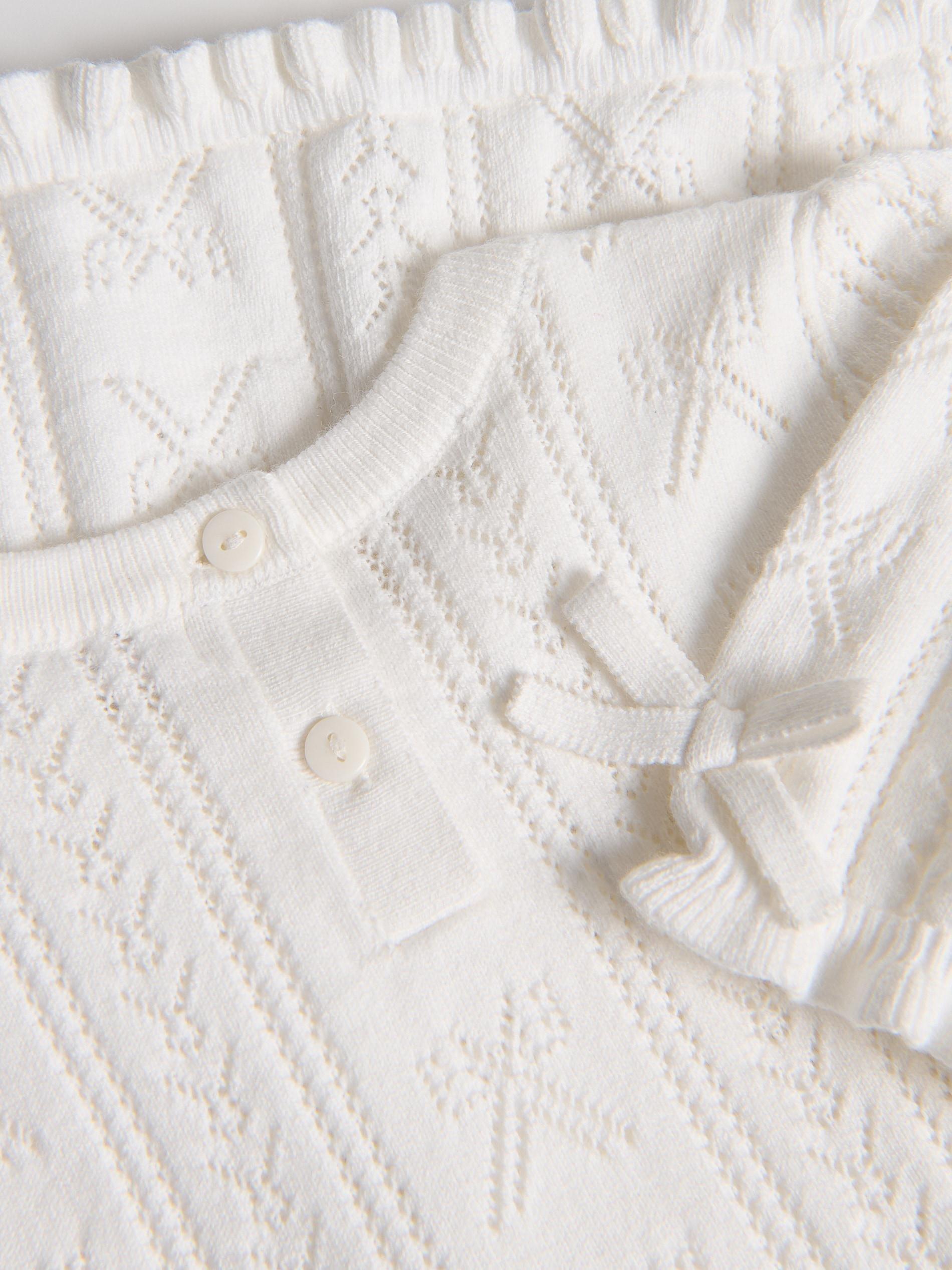 Cream Wool Blend Jersey Dress, Ivory, large image number 3