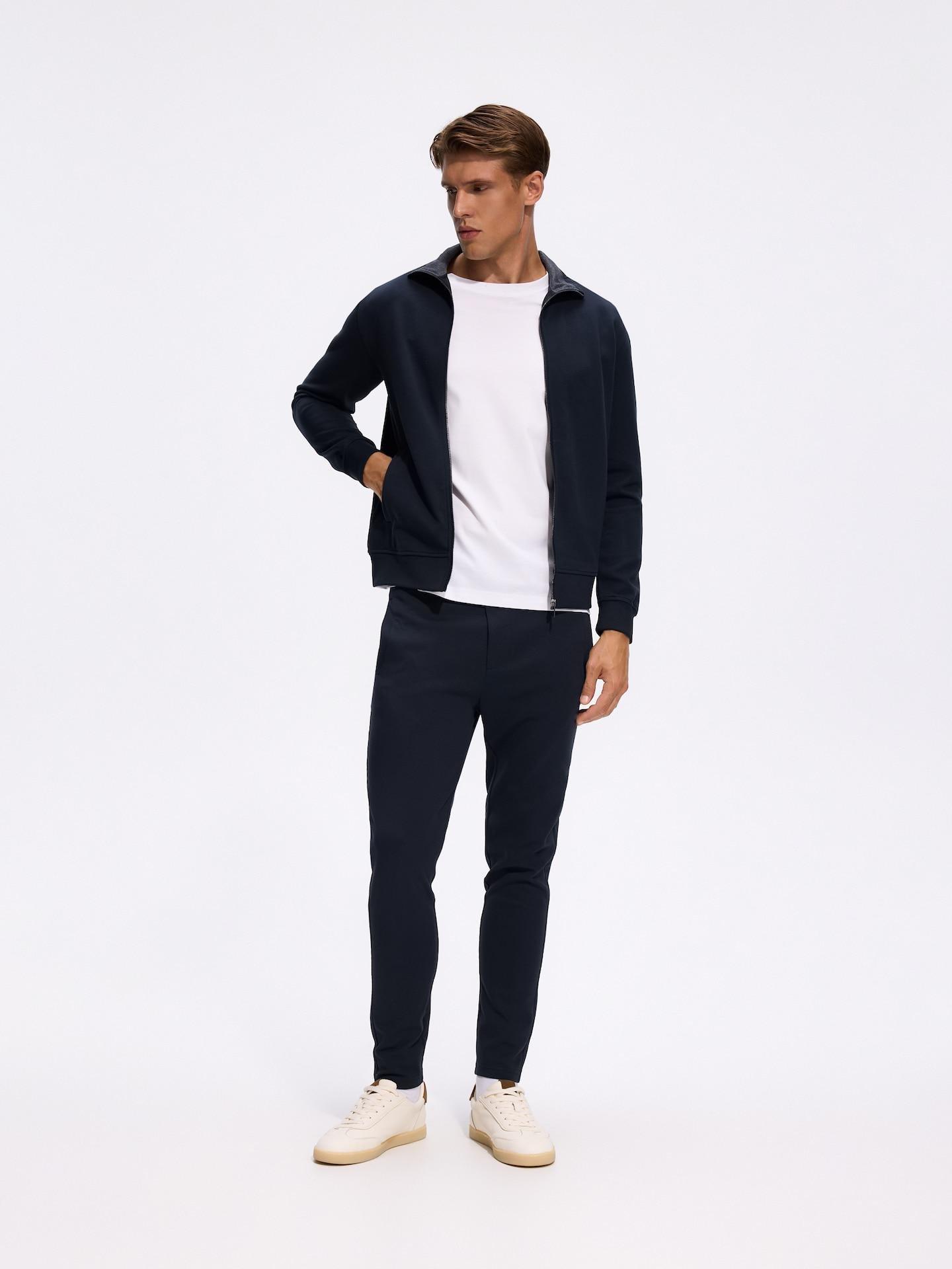 Navy Mercerised Cotton Sweatshirt, Navy, medium