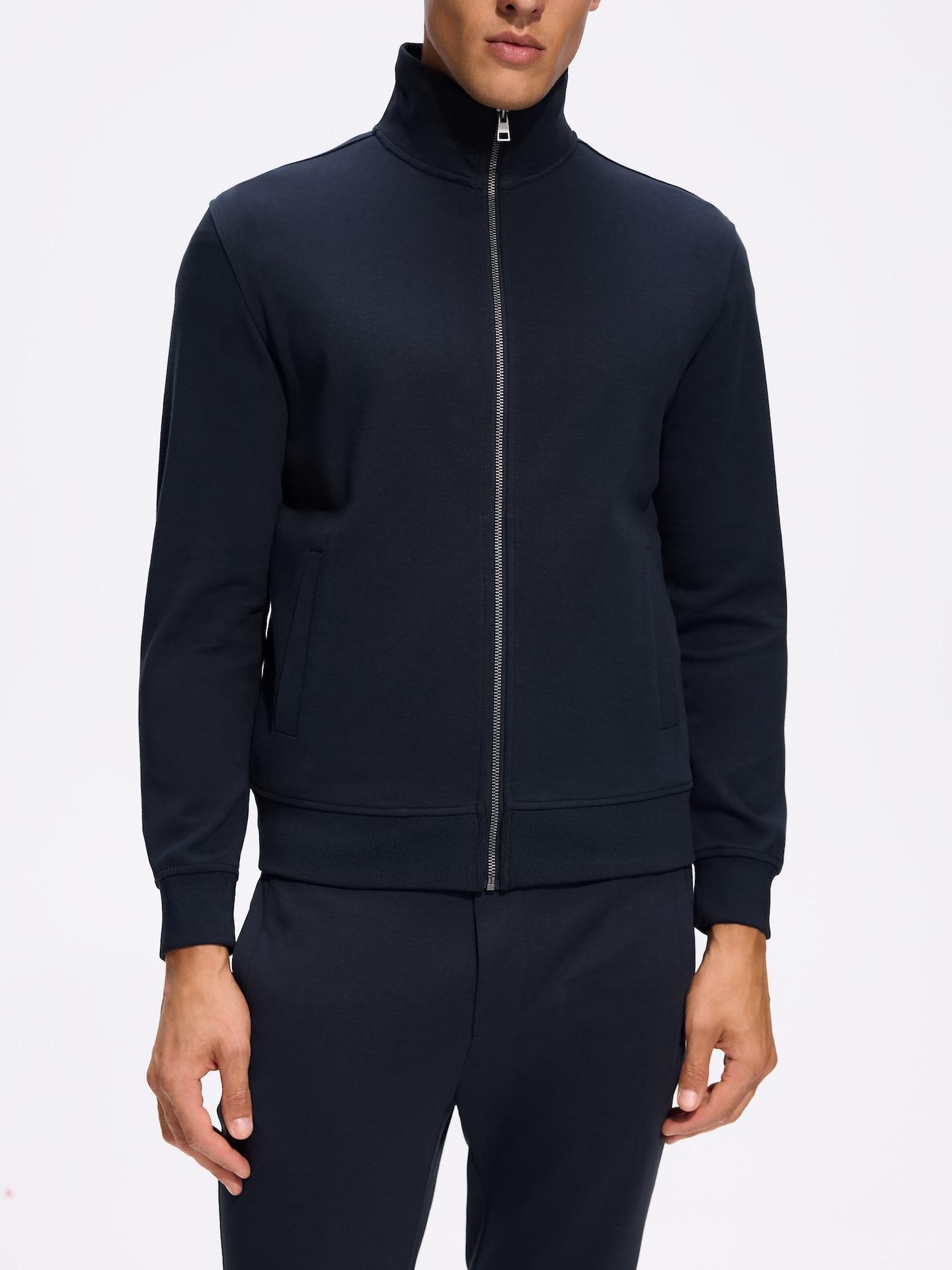 Navy Mercerised Cotton Sweatshirt, Navy, medium