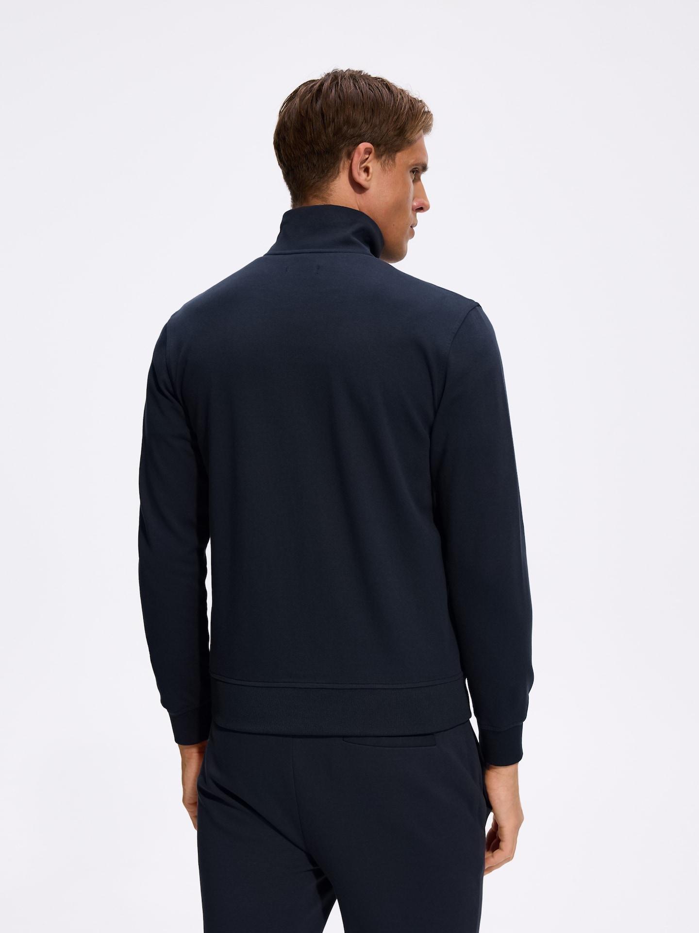 Navy Mercerised Cotton Sweatshirt, Navy, large image number 3
