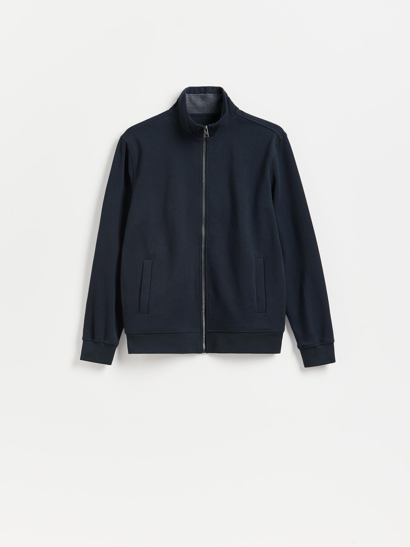 Navy Mercerised Cotton Sweatshirt, Navy, large image number 4