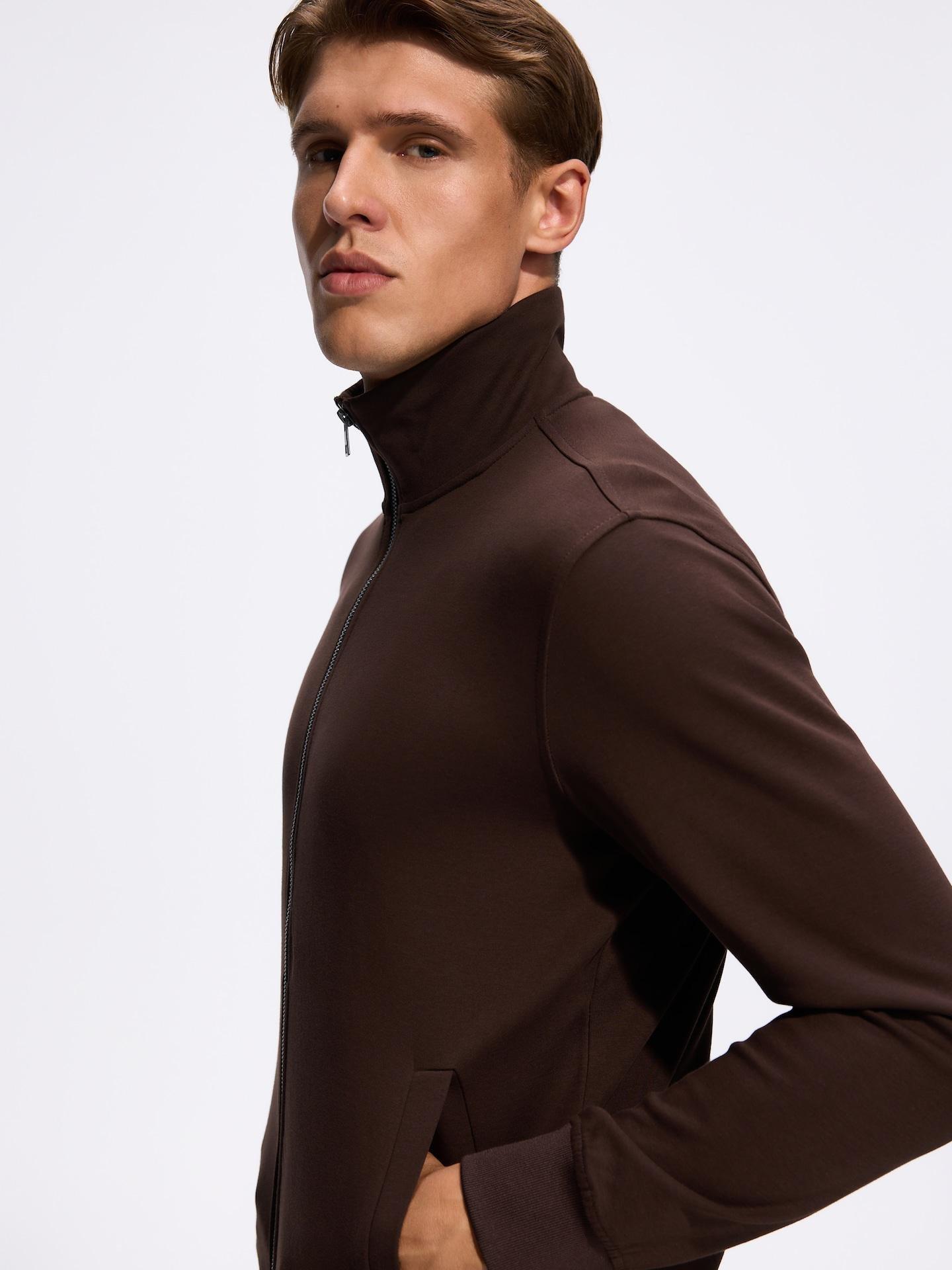 Brown Mercerised Cotton Sweatshirt, Brown, medium