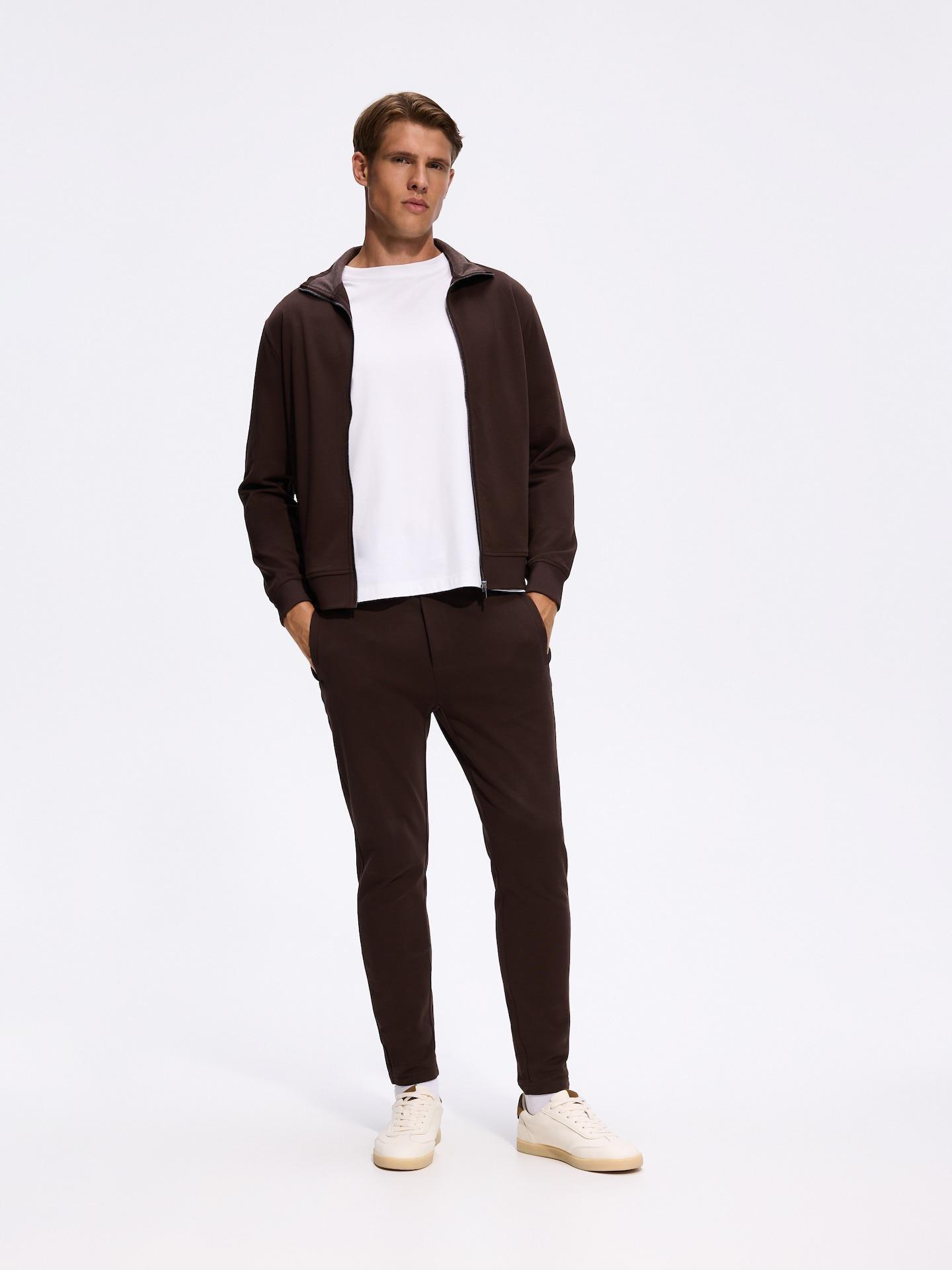 Brown Mercerised Cotton Sweatshirt, Brown, medium