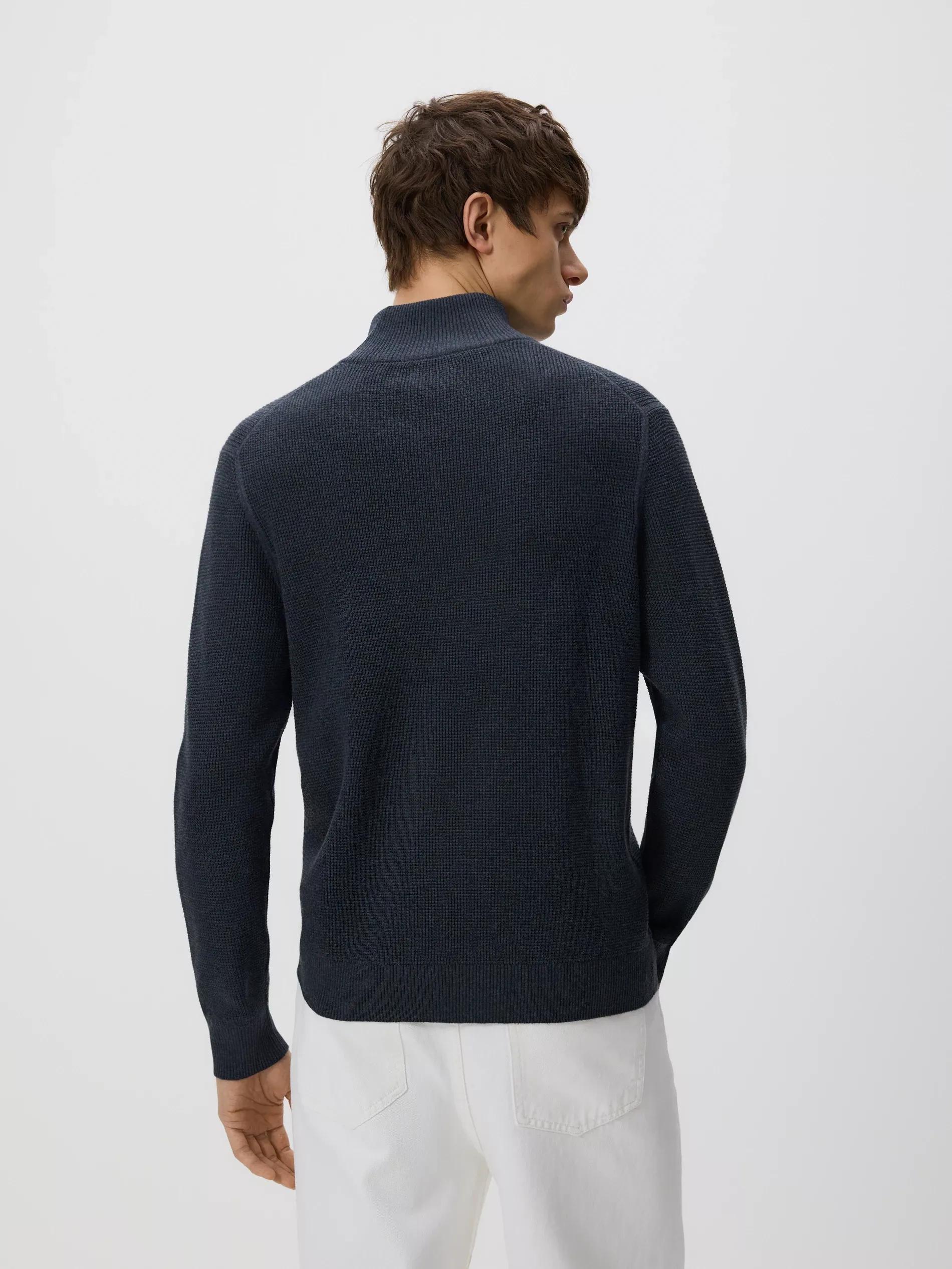 Navy Zipped Turtle-Neck Sweater, Navy, large image number 6