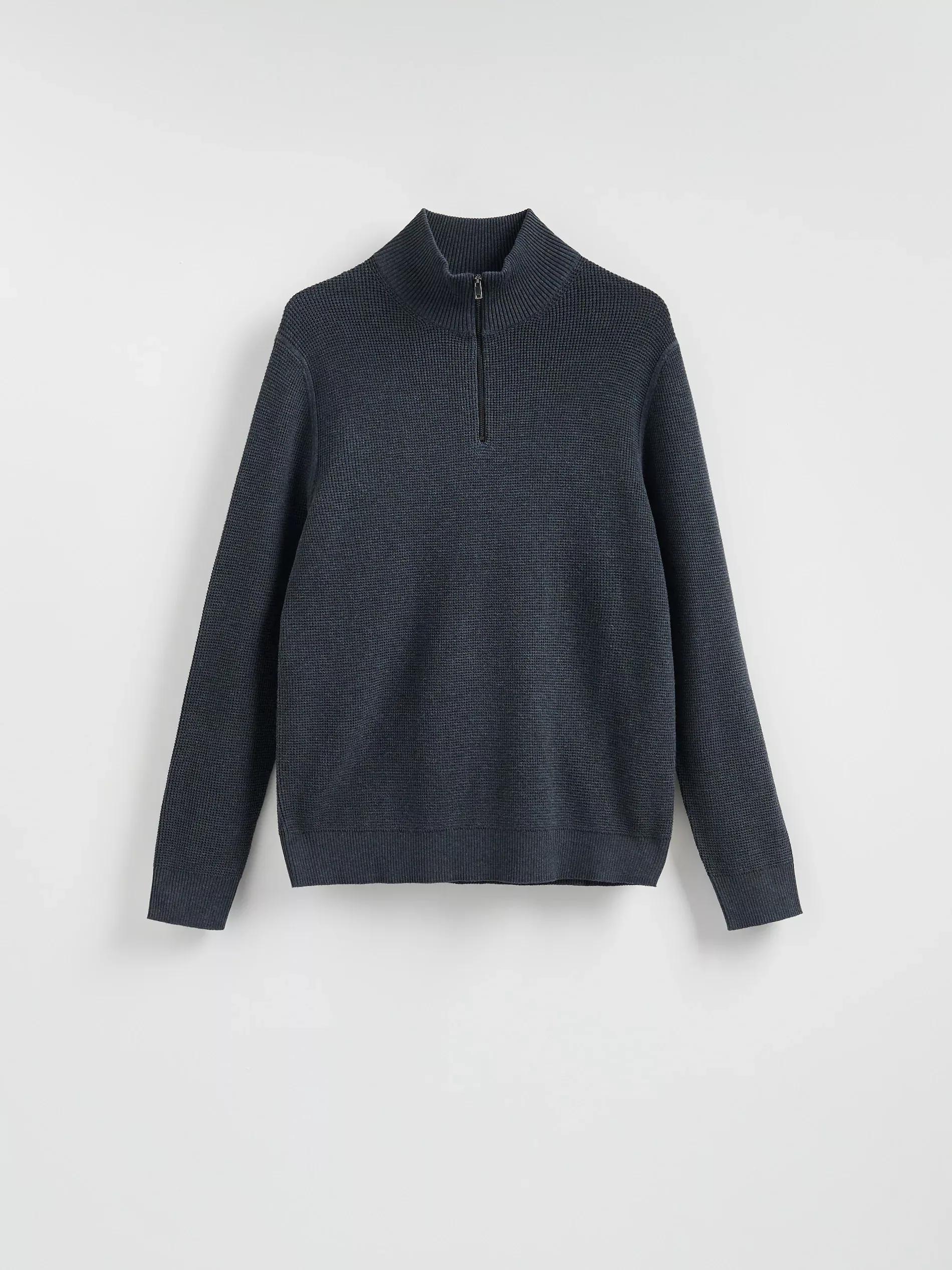 Navy Zipped Turtle-Neck Sweater, Navy, large image number 7