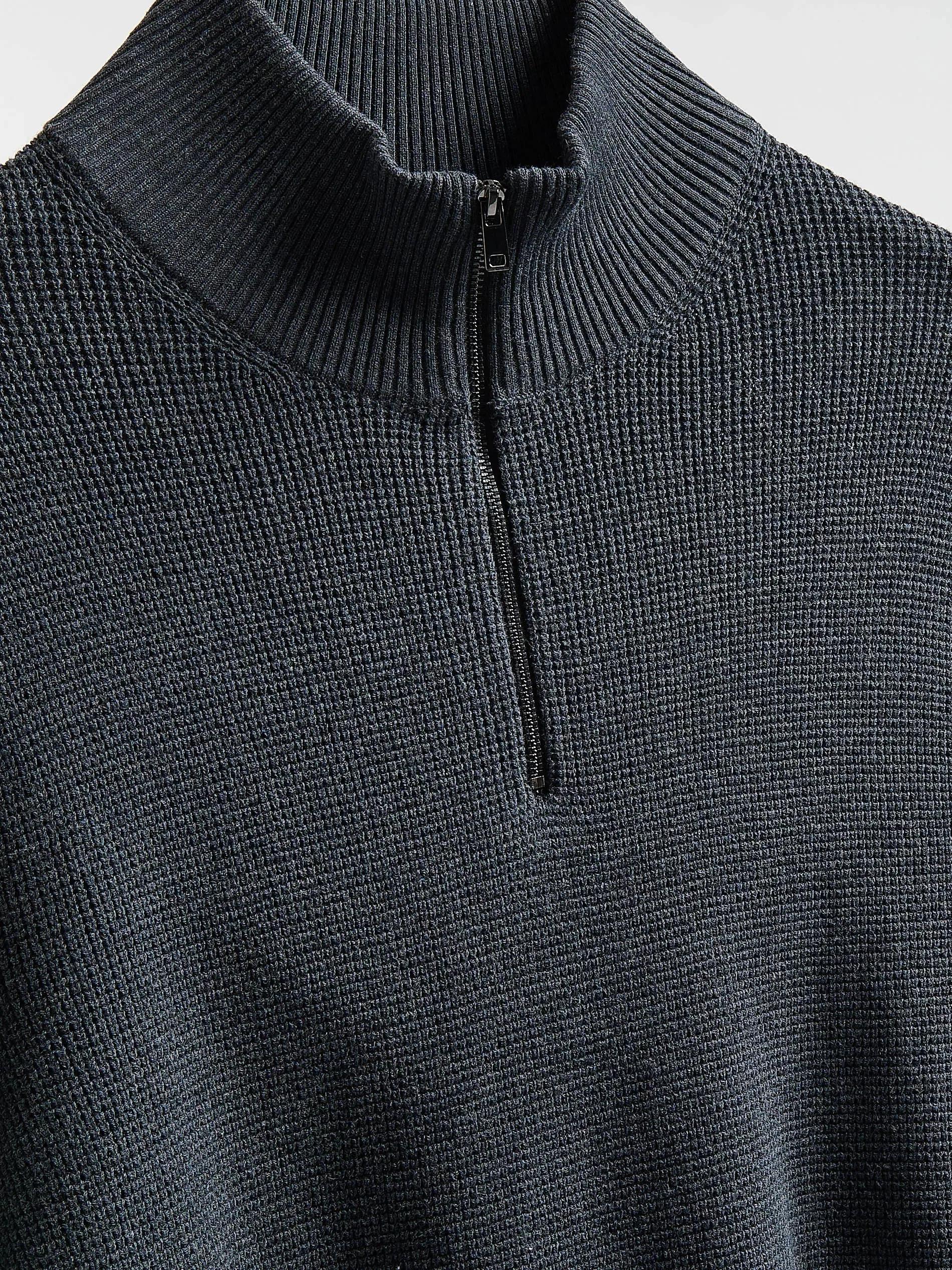 Navy Zipped Turtle-Neck Sweater, Navy, large image number 8