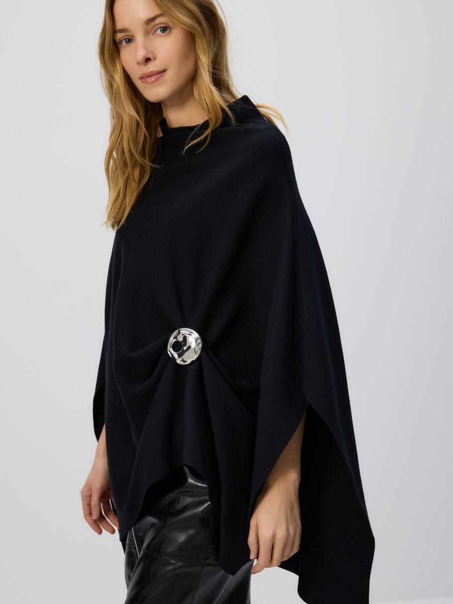Black Poncho, Black, medium