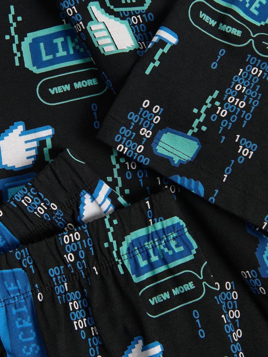 Black Two Piece Pyjama Set, Black, large image number 1