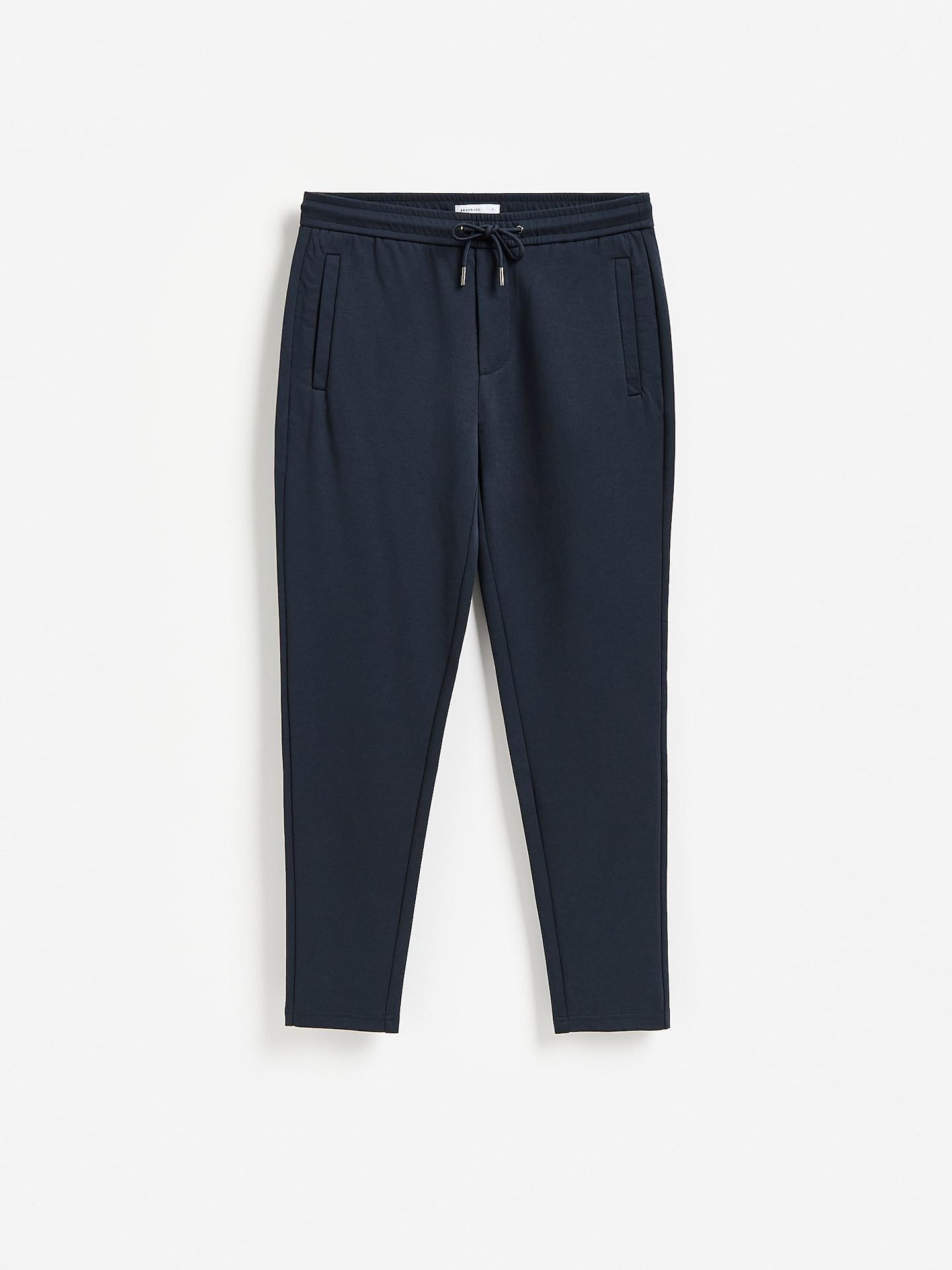 Navy Slim Trousers In Mercerised Cotton, Navy, large image number 4