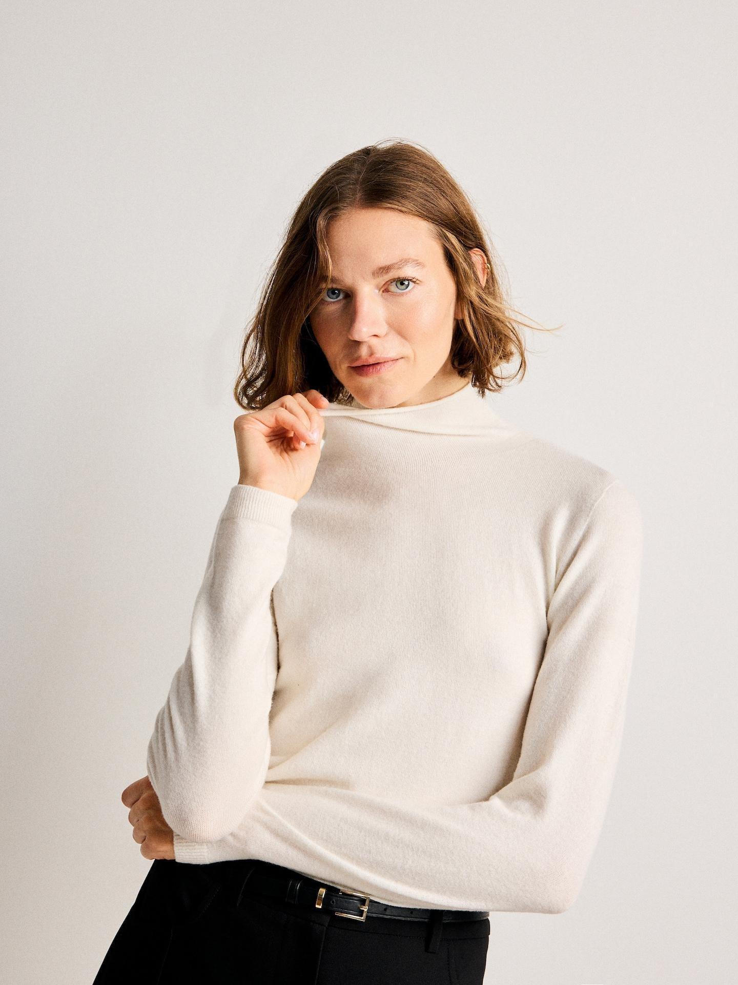 Beige Jumper With Wool Blend, Ivory, large image number 0
