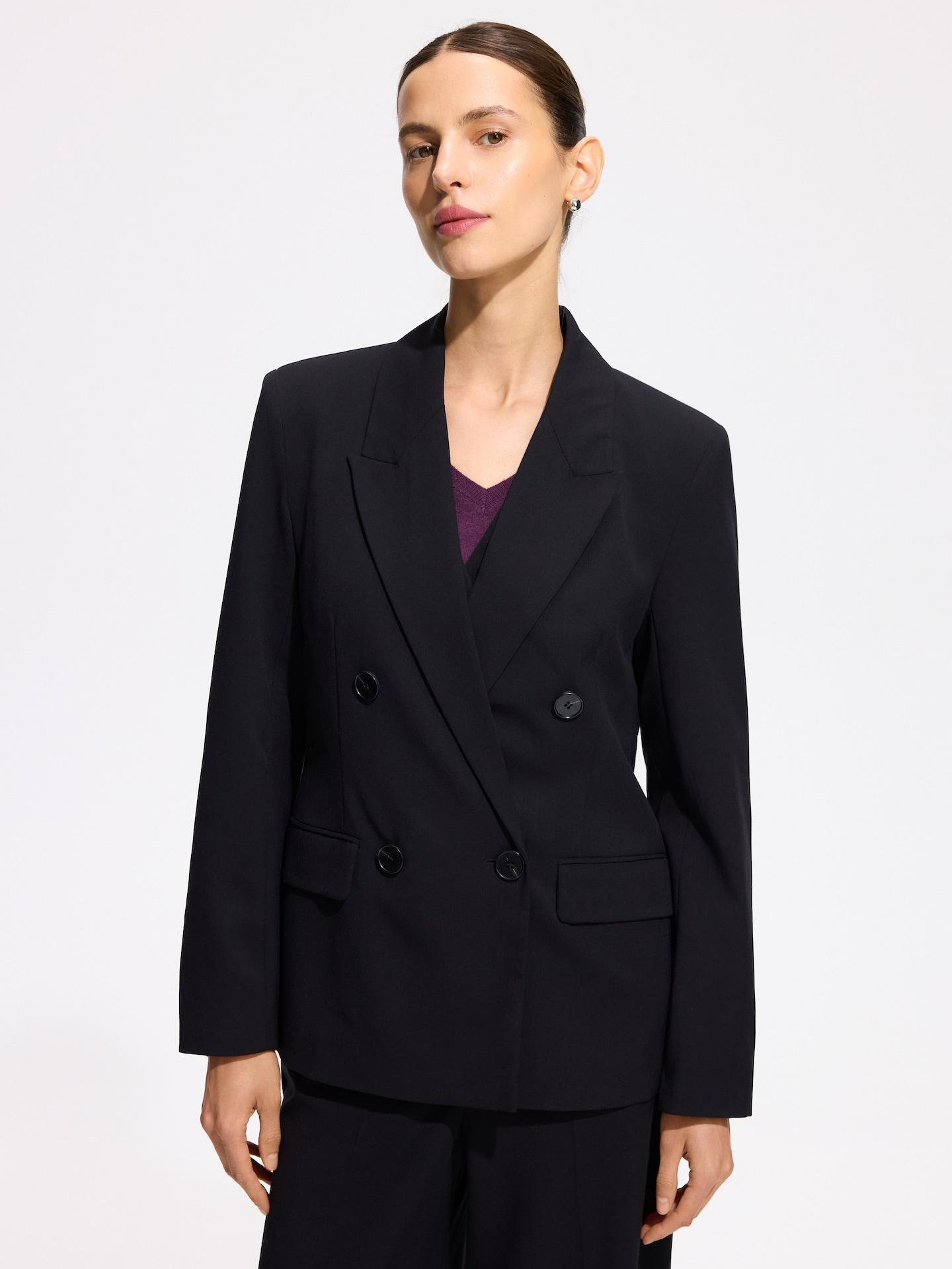 Black Double-Breasted Jacket, Black, medium