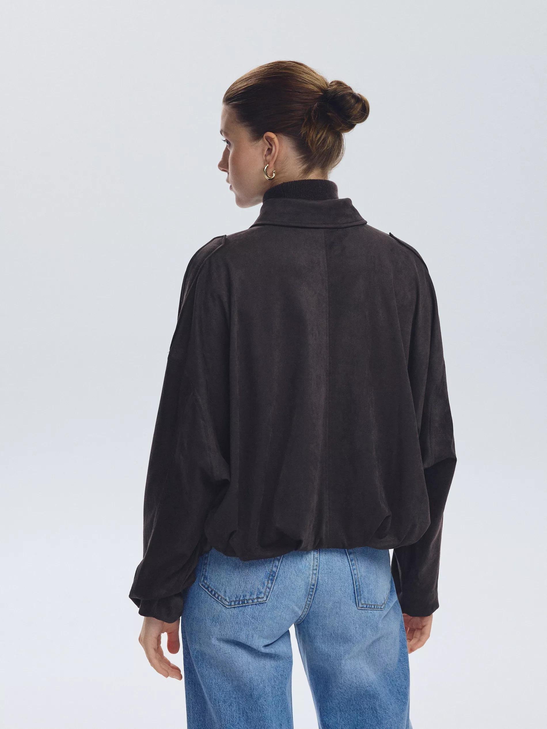 Brown Suede Effect Shirt, Brown, large image number 2