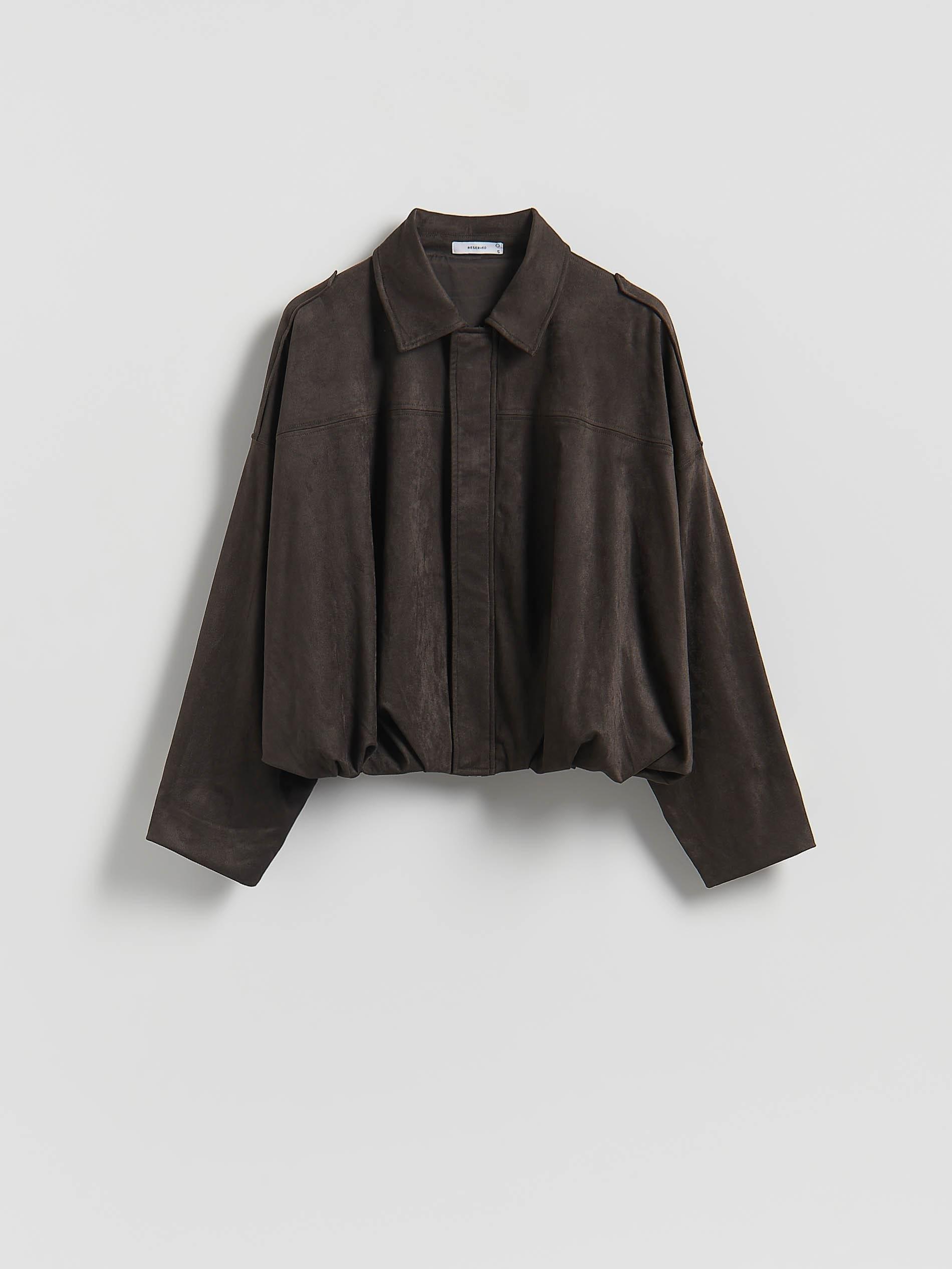 Brown Suede Effect Shirt, Brown, large image number 4