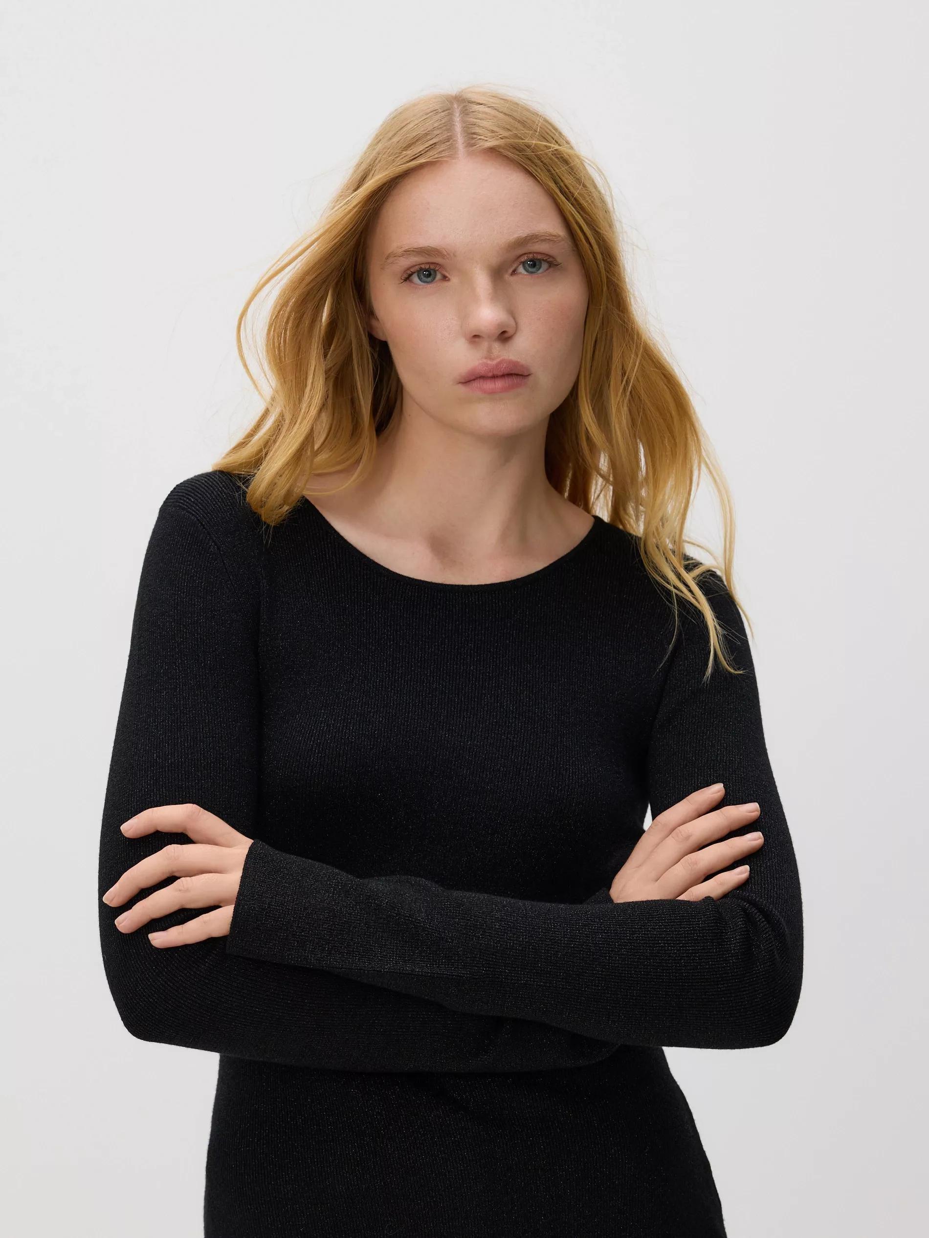 Black Sweater With Asymmetrical Bottom, 7401_99L, large image number 2