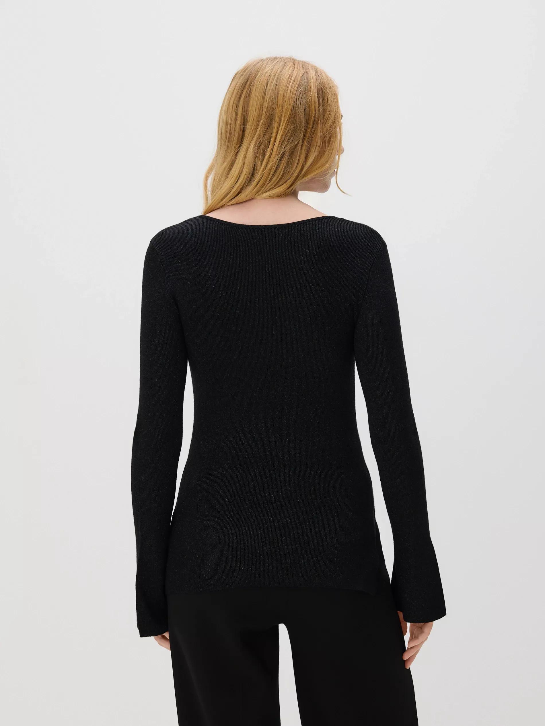 Black Sweater With Asymmetrical Bottom, 7401_99L, large image number 3
