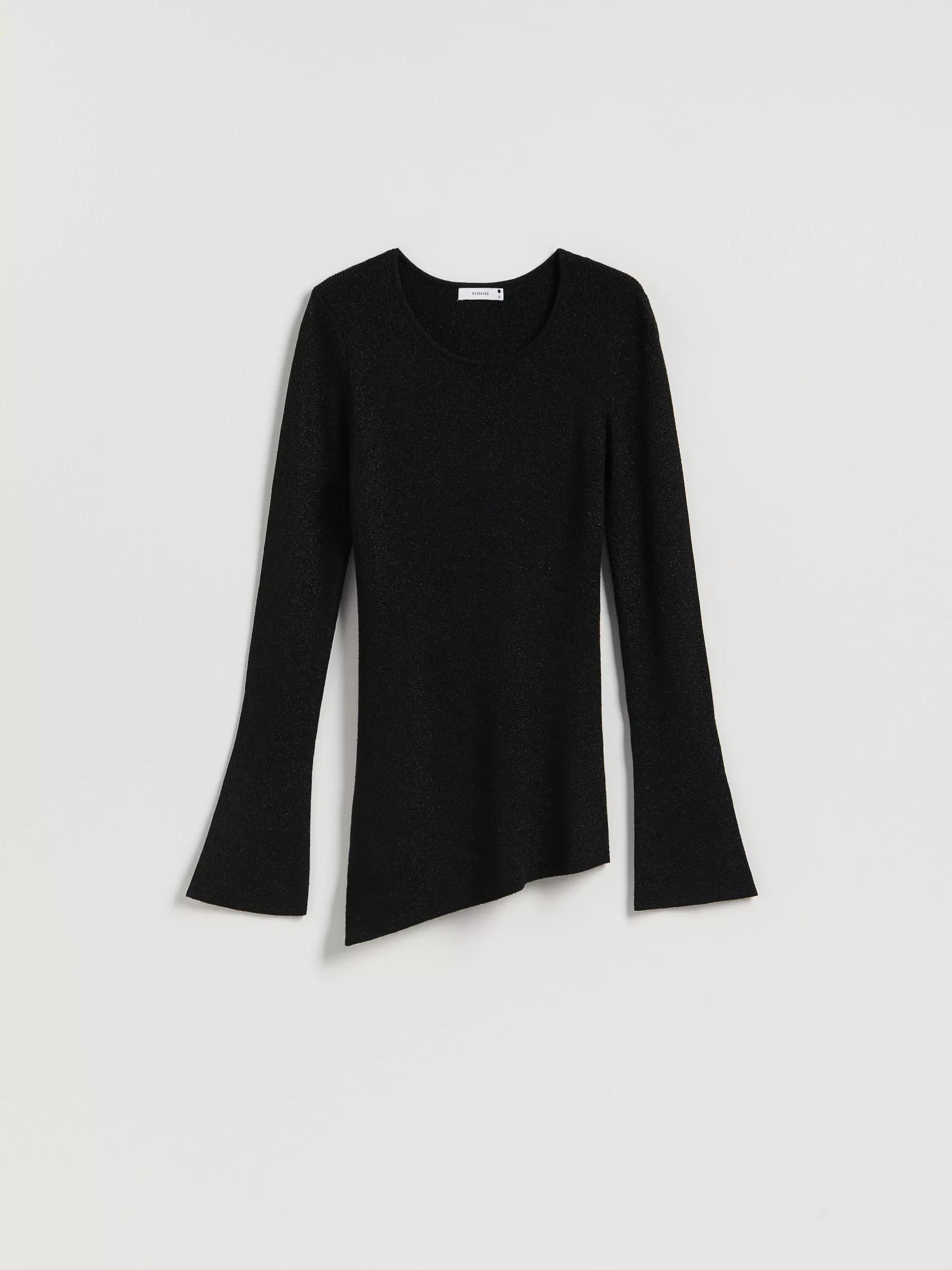 Black Sweater With Asymmetrical Bottom, 7401_99L, large image number 4