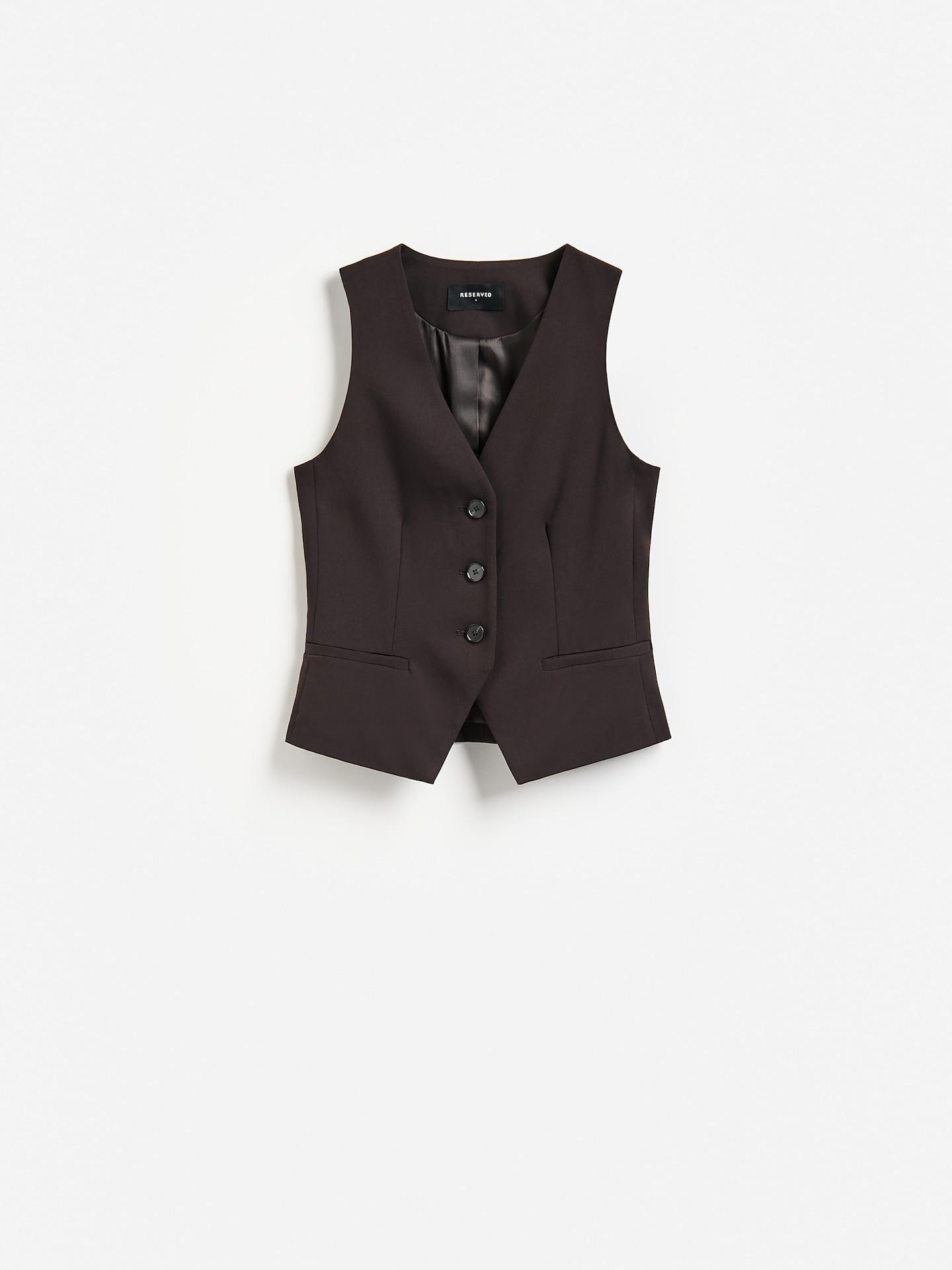 Brown Viscose Blend Vest, Brown, large image number 4