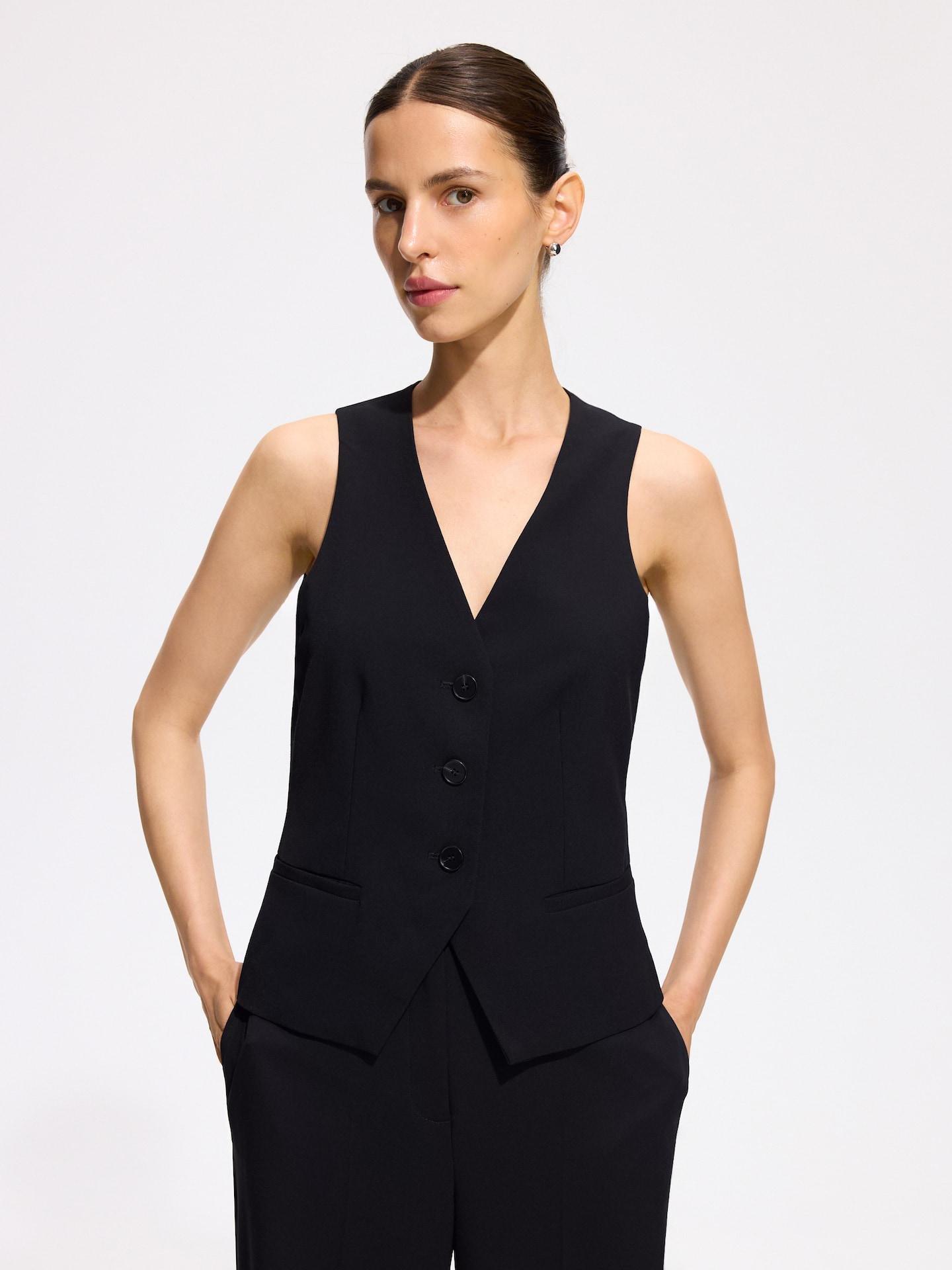 Black Viscose Blend Vest, Black, medium