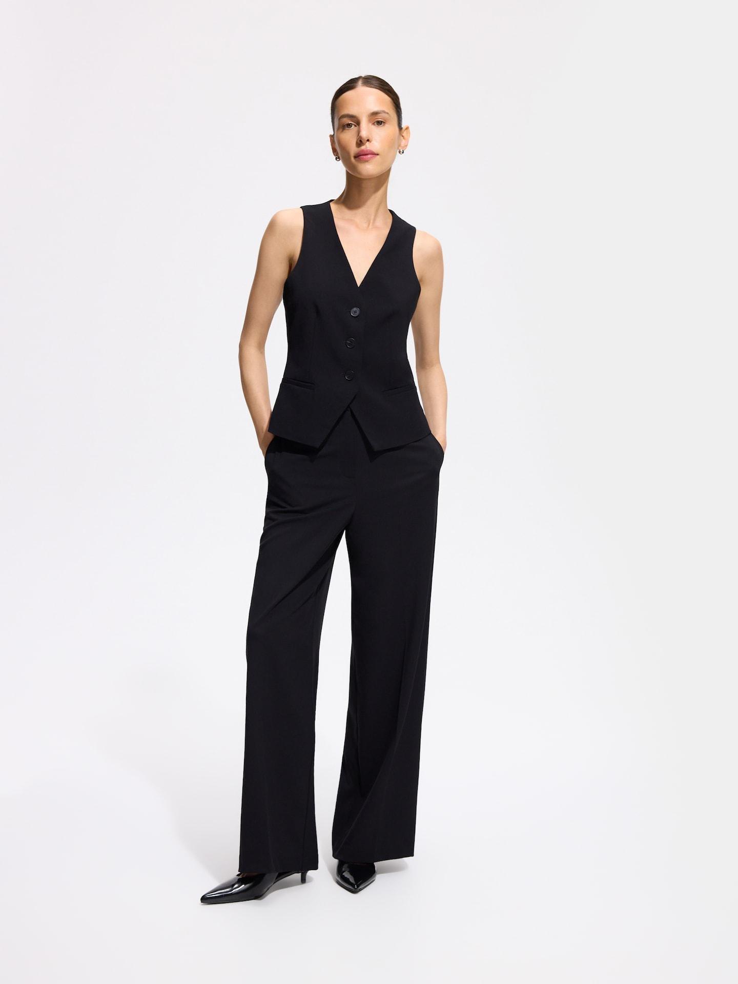 Black Viscose Blend Vest, Black, medium