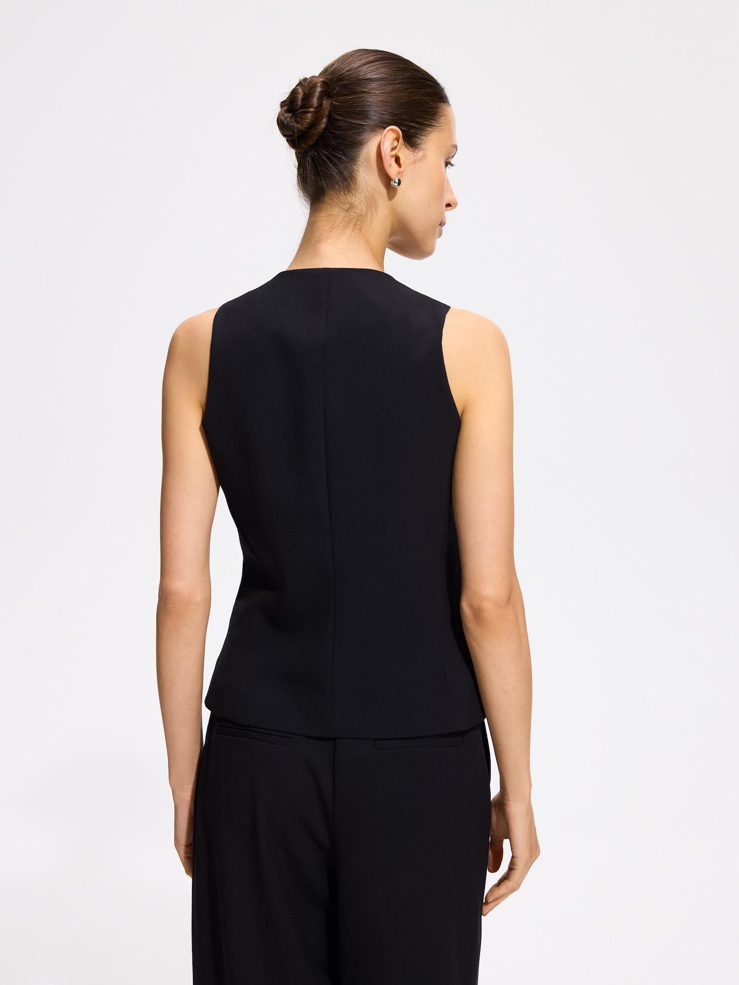 Black Viscose Blend Vest, Black, large image number 2