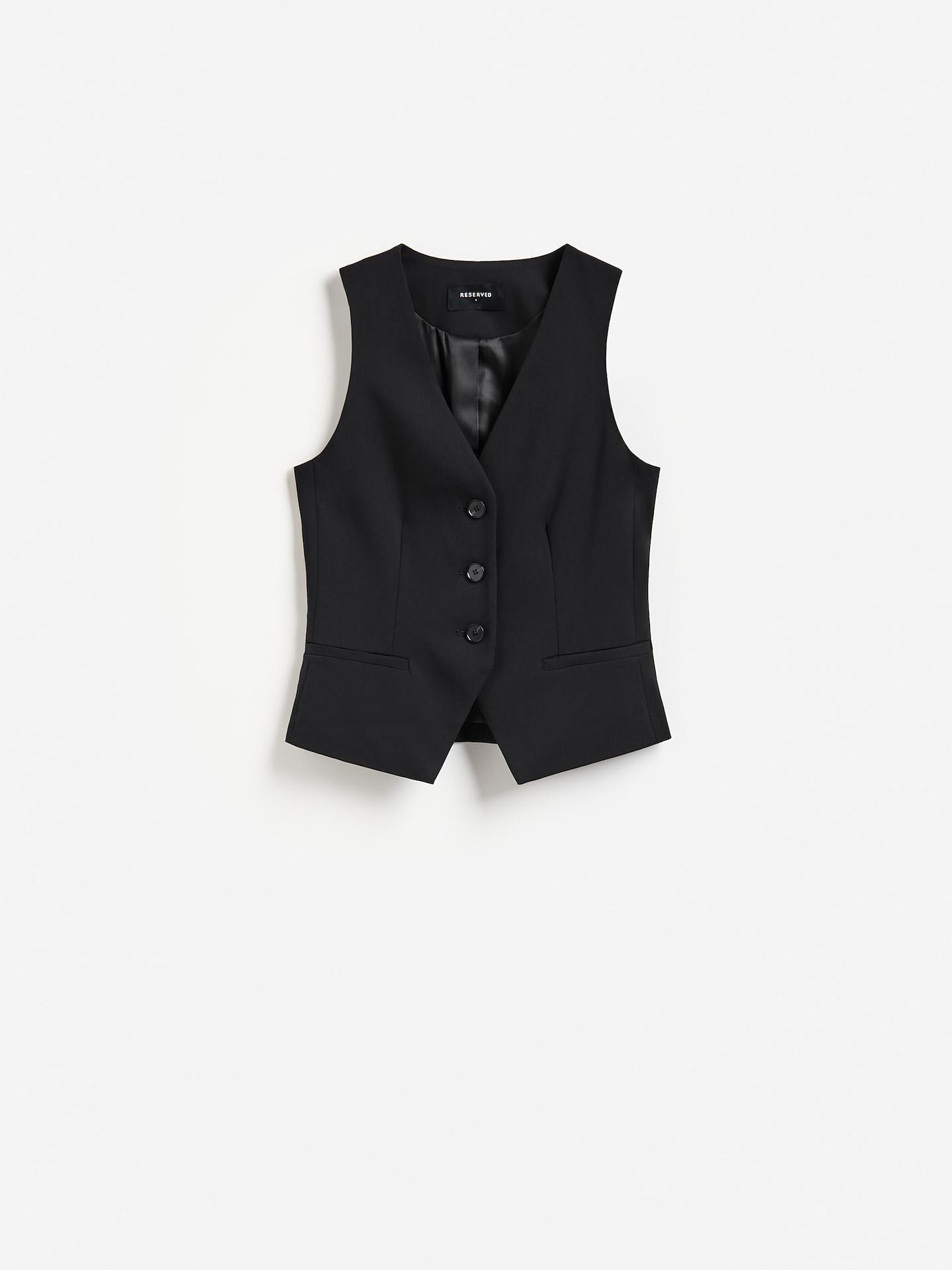 Black Viscose Blend Vest, Black, large image number 3