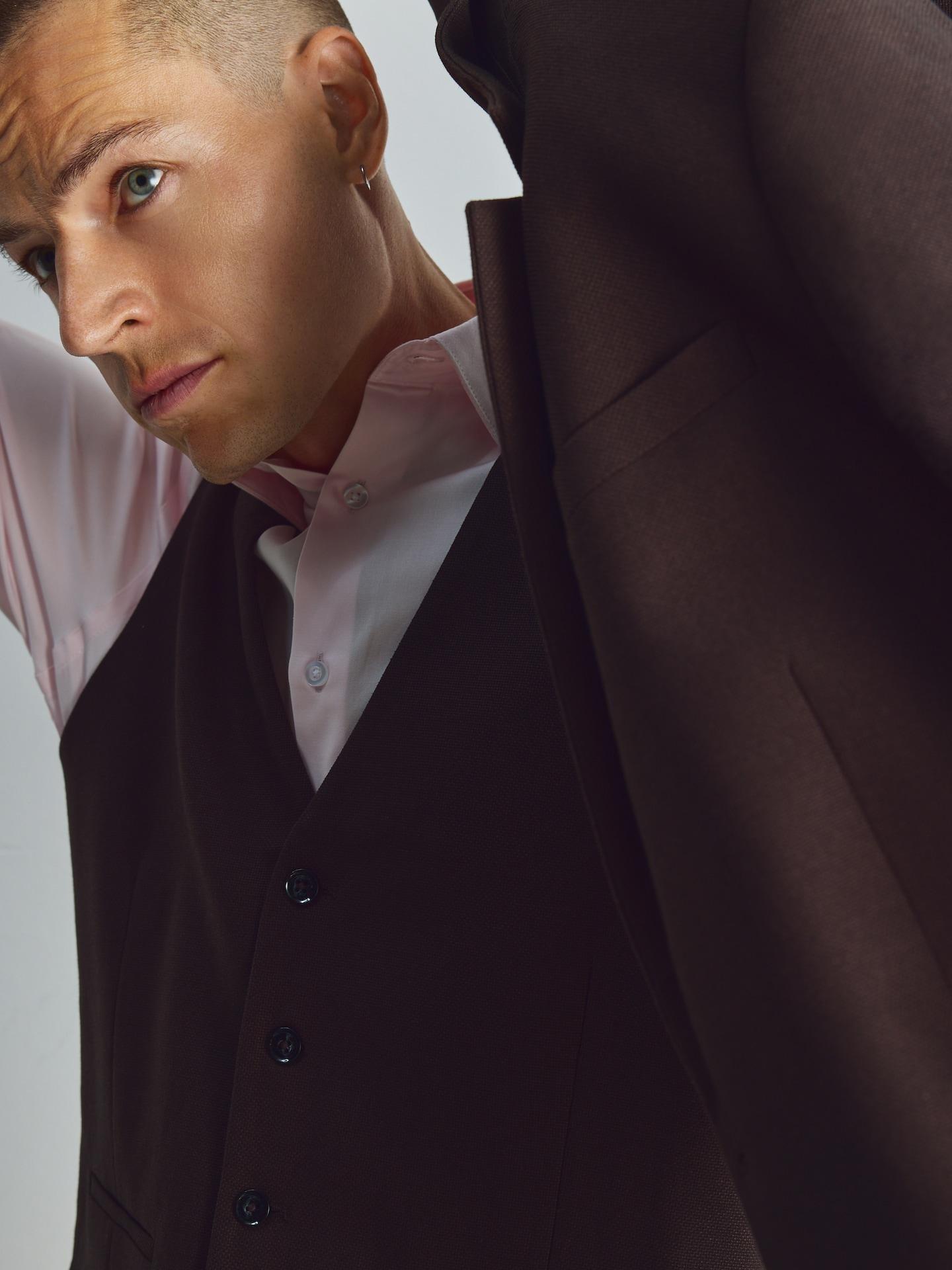 Brown Suit Vest, Brown, large image number 0