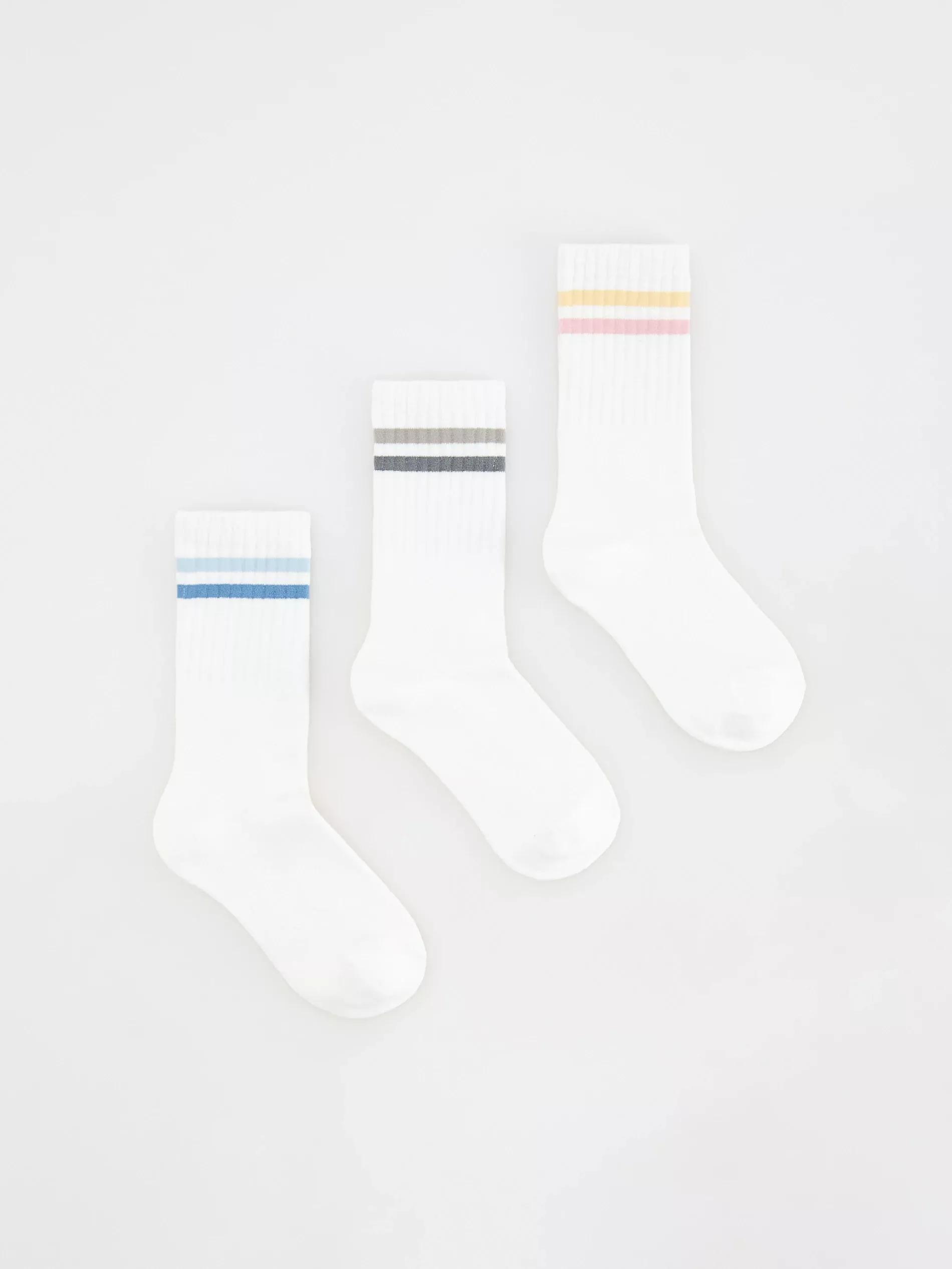 Cream Set Of 3 Pairs Of Socks With High Cotton Content, , large image number 0