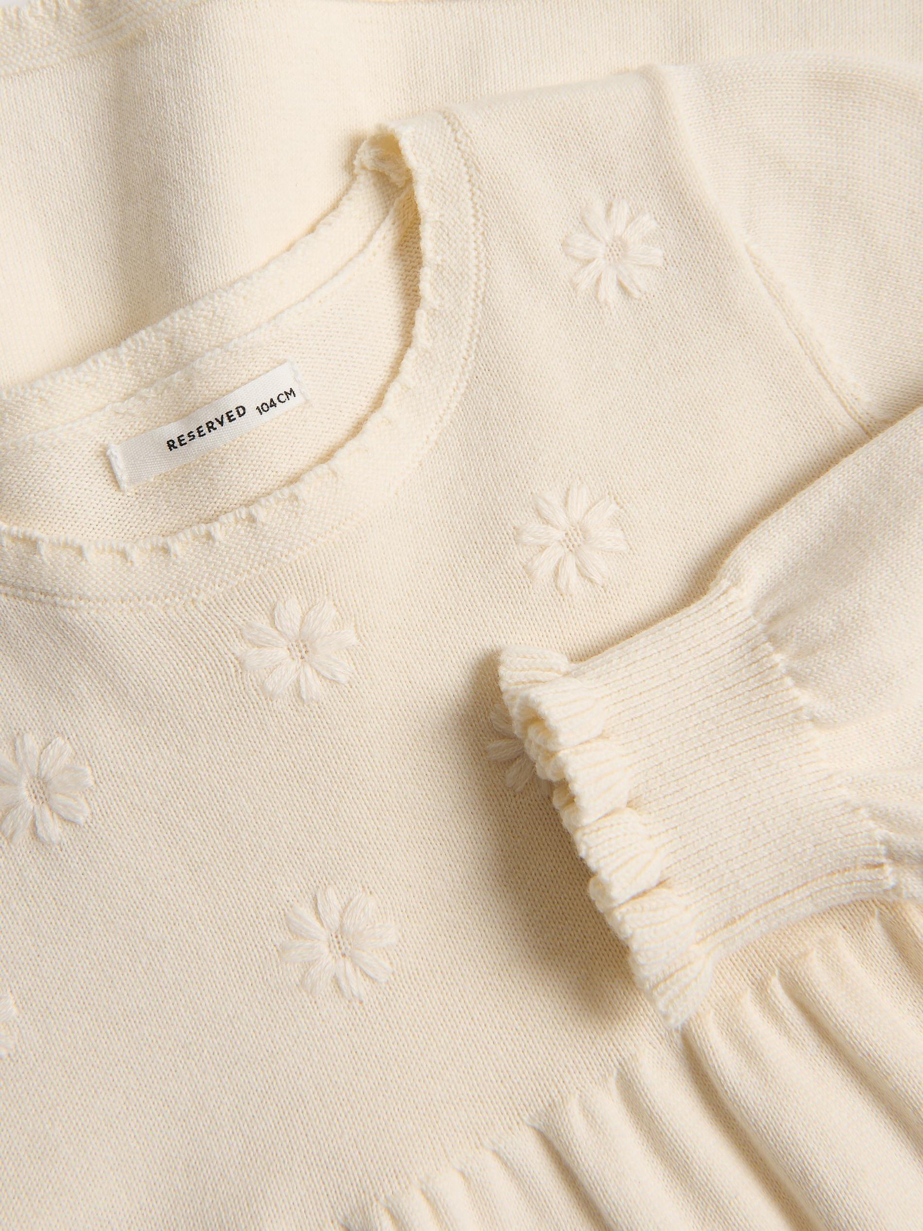 Beige Knitted Dress With Embroidery, Ivory, large image number 5