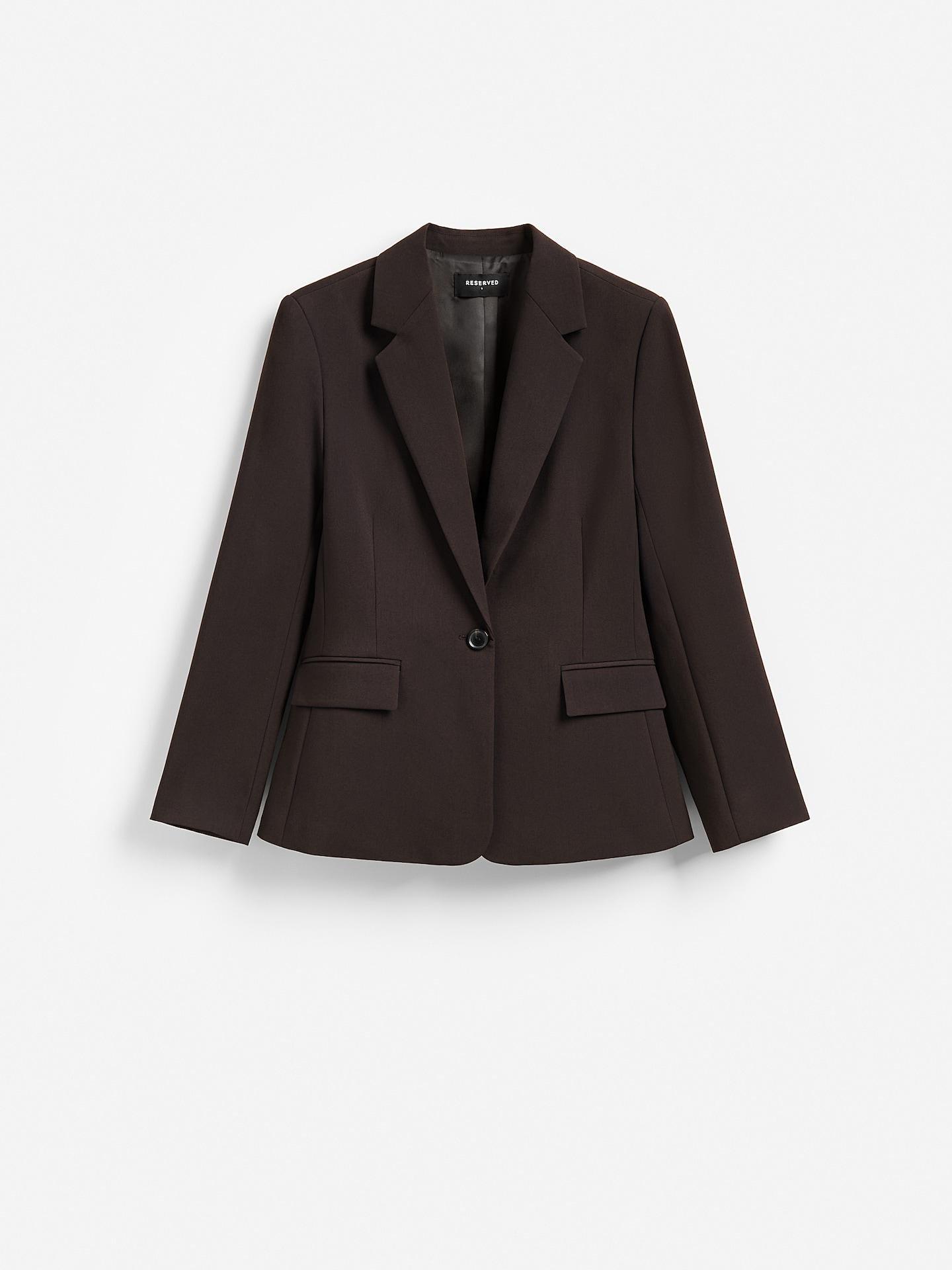 Brown Single-Breasted Blazer, Brown, medium