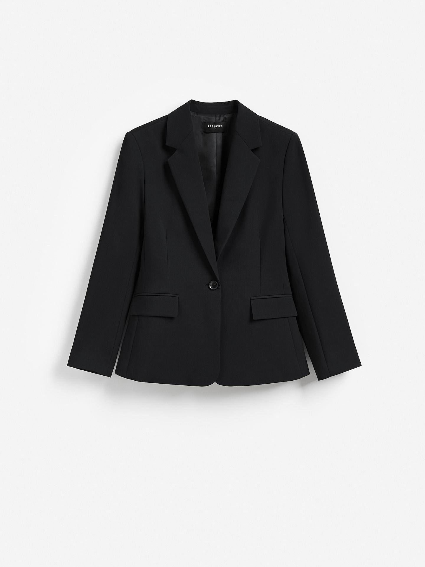Black Single-Breasted Blazer, Black, medium