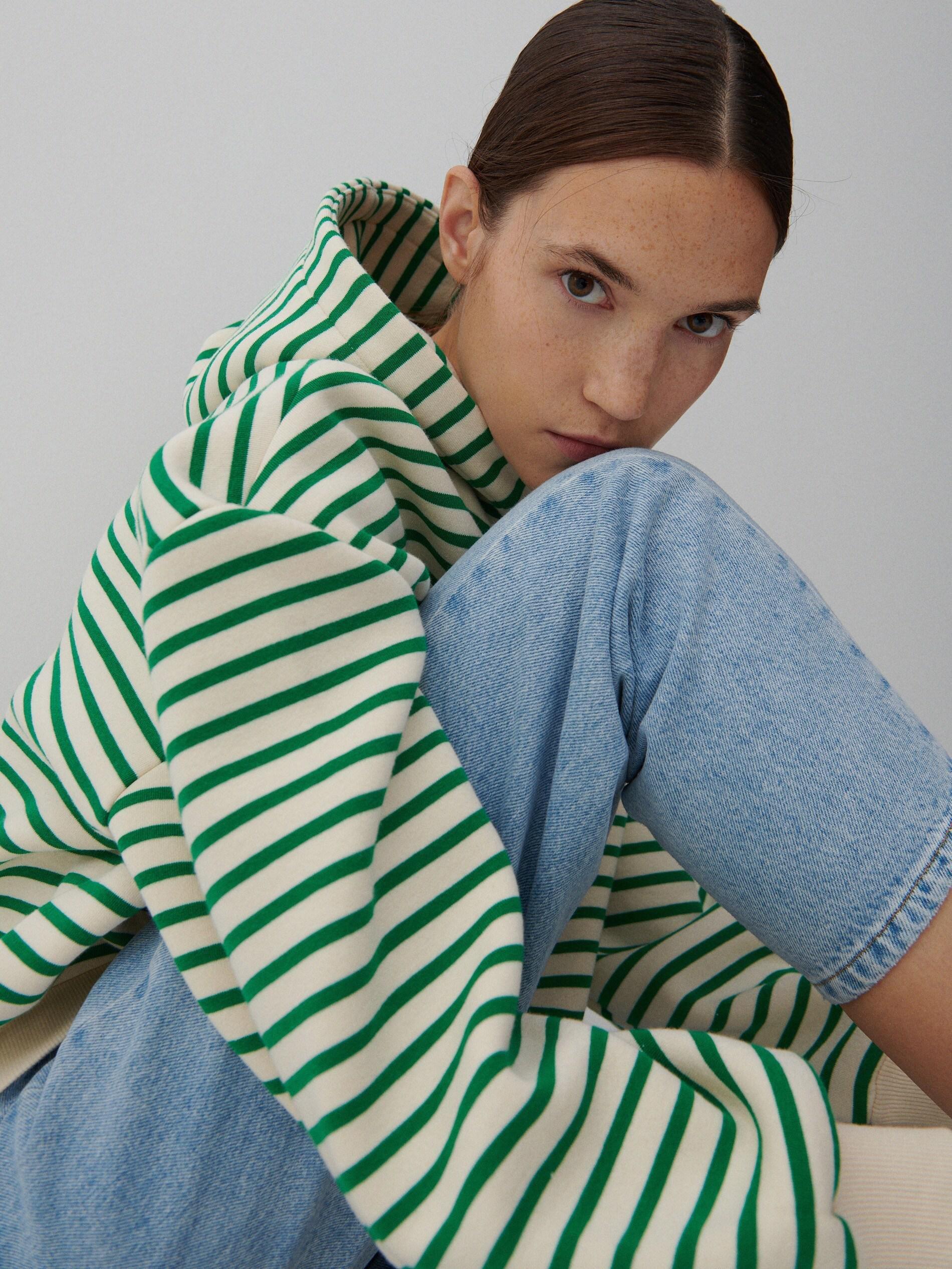 Green Striped Hoodie, Women, , large image number 0