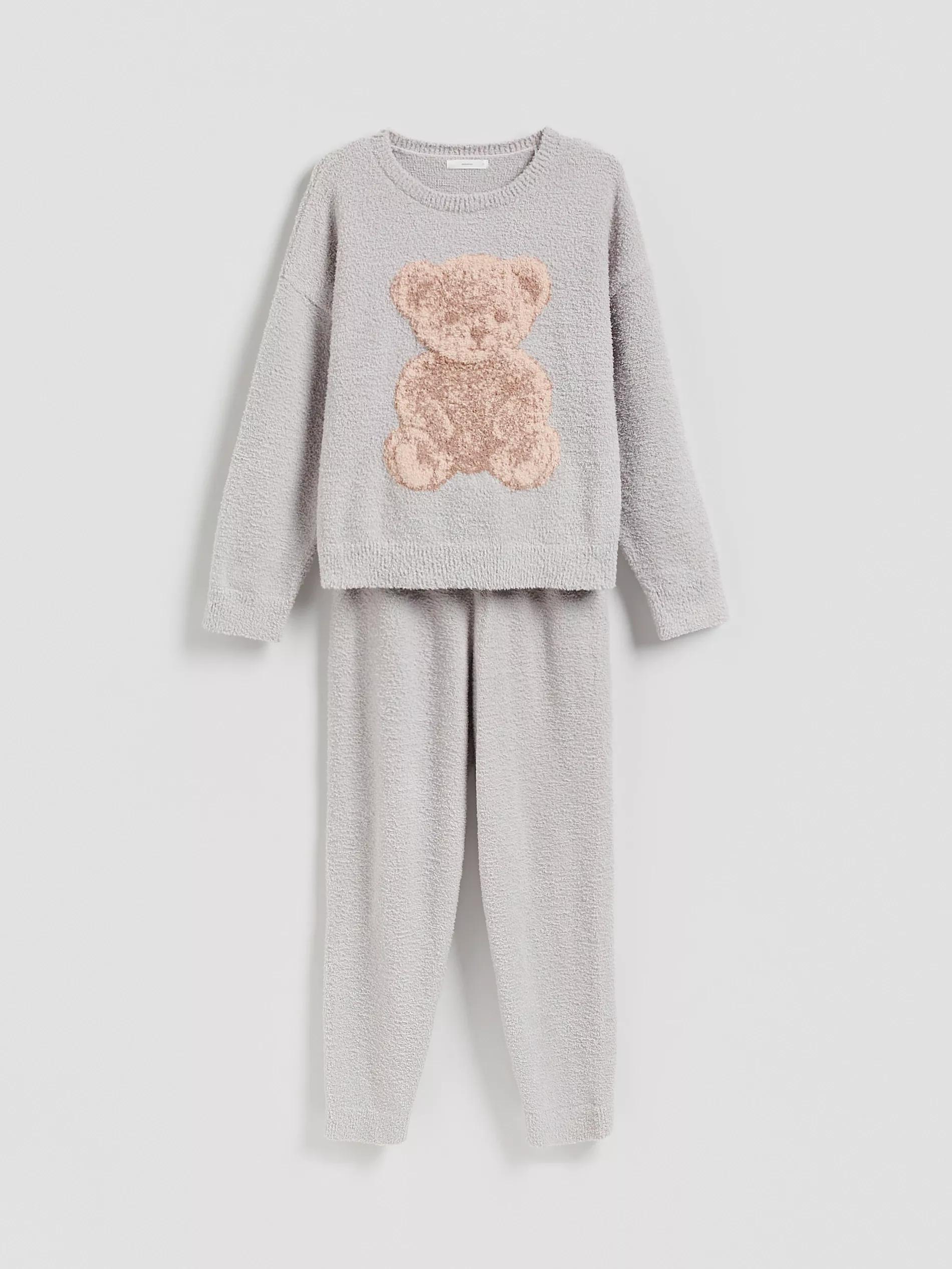 Grey Two Piece Pyjama Set, Light grey, large image number 3