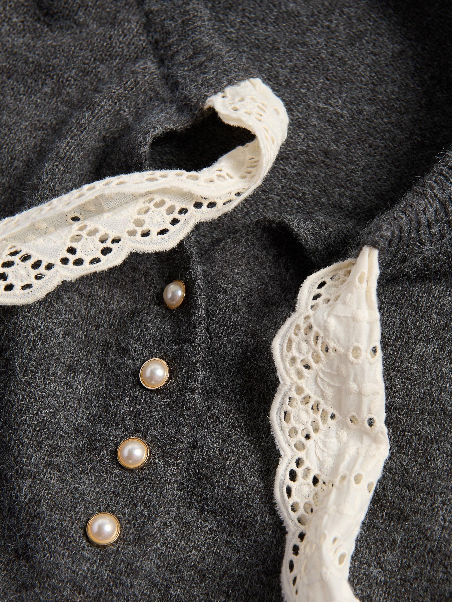 Grey Cardigan With Tie Detail, Grey, large image number 5